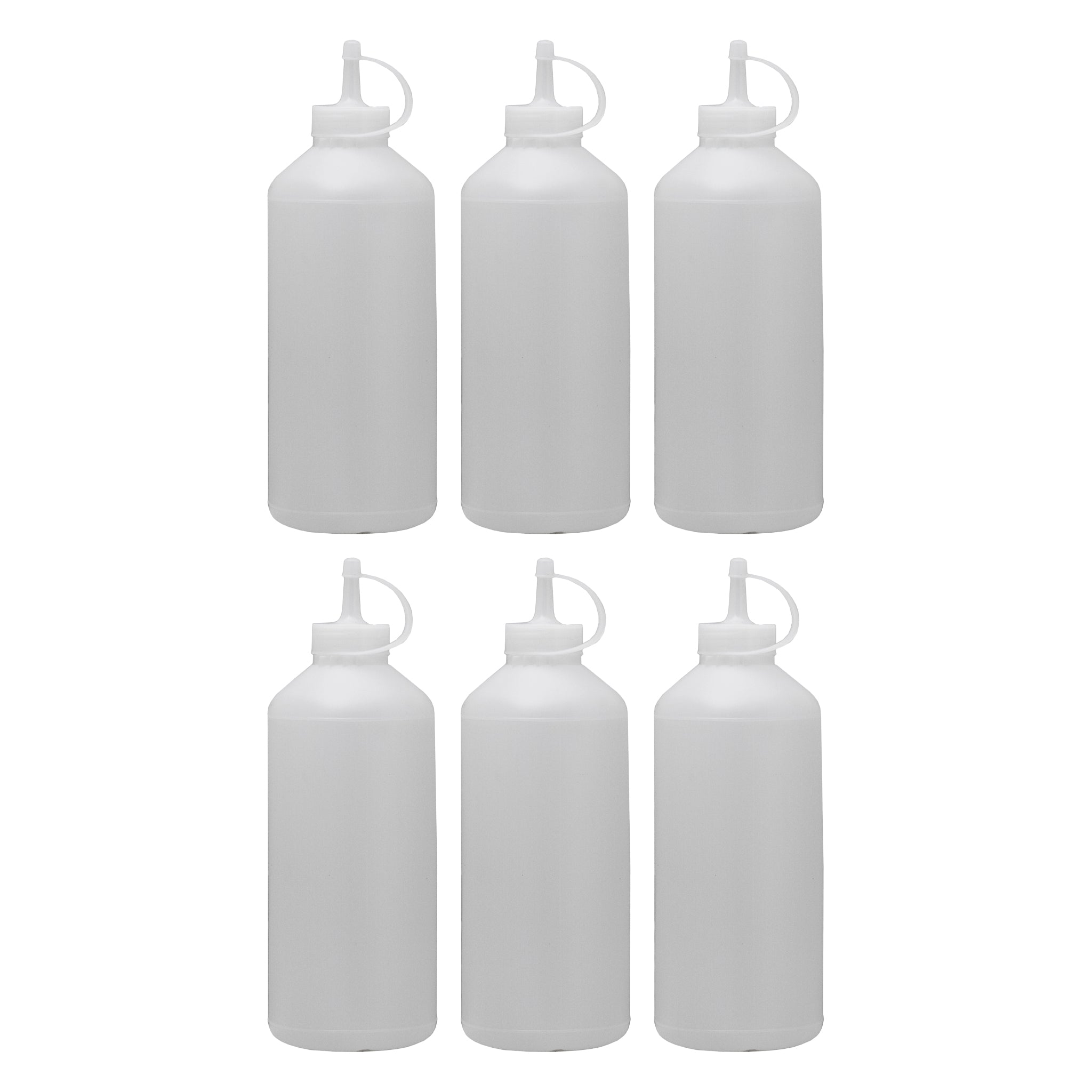 REGENT ROUND PLASTIC SAUCE BOTTLE WHITE 6PK, 1LT