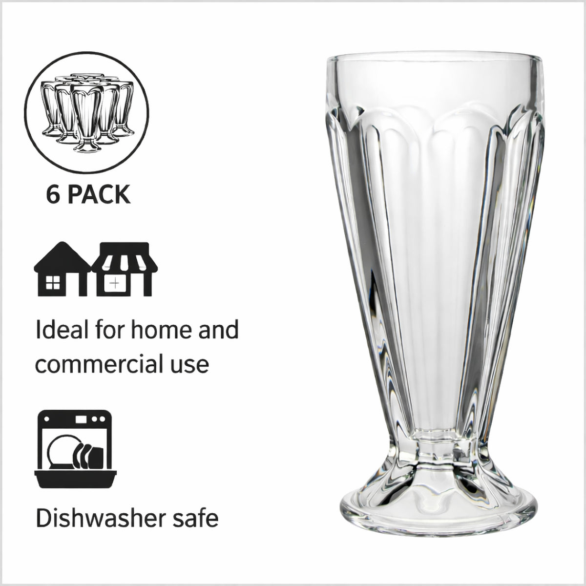 REGENT SODA/MILKSHAKE GLASSES 6PK, 400ML