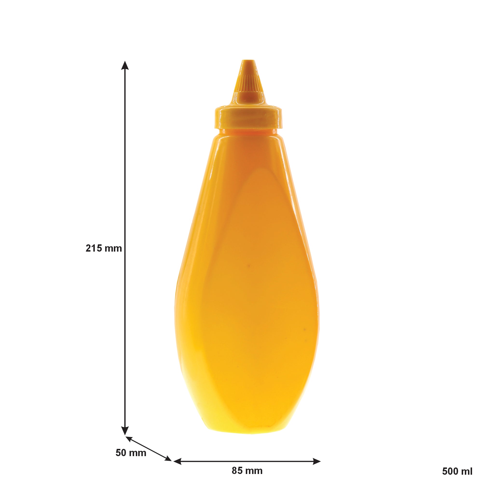 REGENT PLASTIC FLAT SQUEEZE BOTTLES ASST. COLOURS WITH CAPS 3PK, 500ML