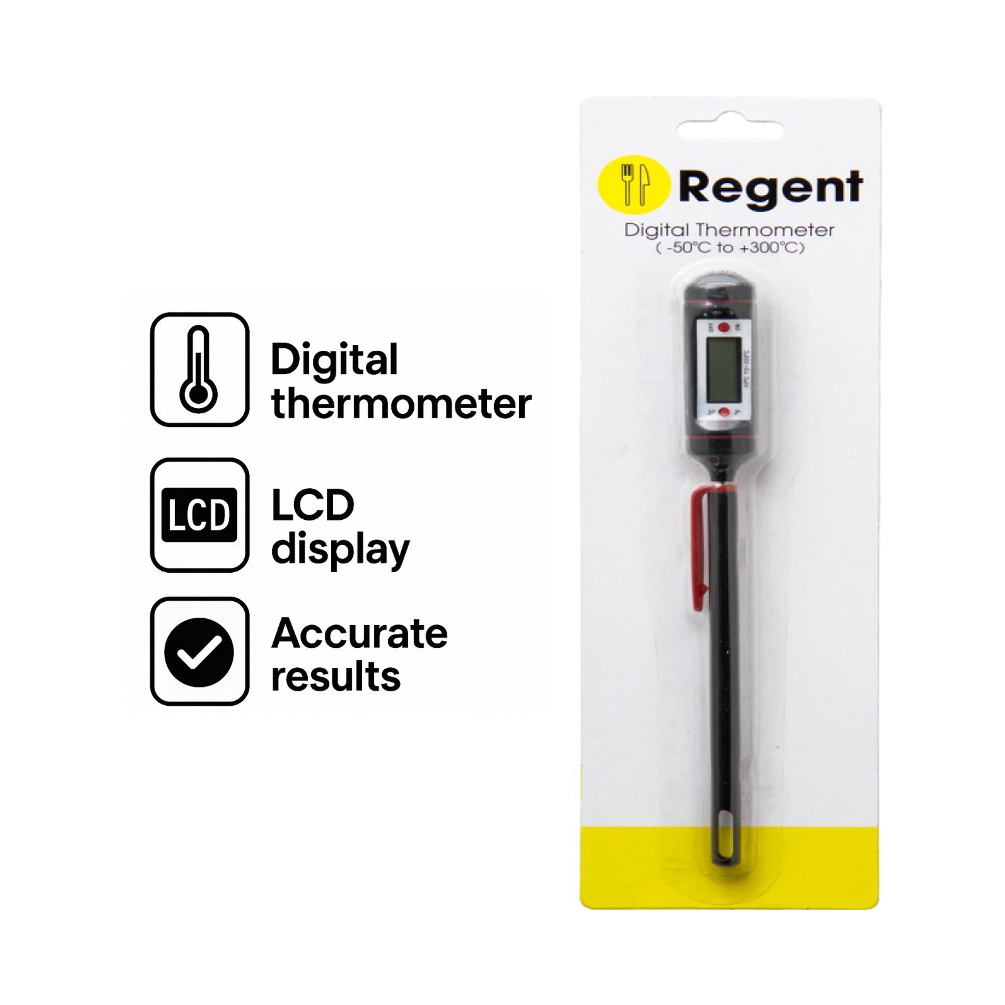 REGENT DIGITAL THERMOMETER -50 DEG. C TO +300 DEG. C WITH CLIP