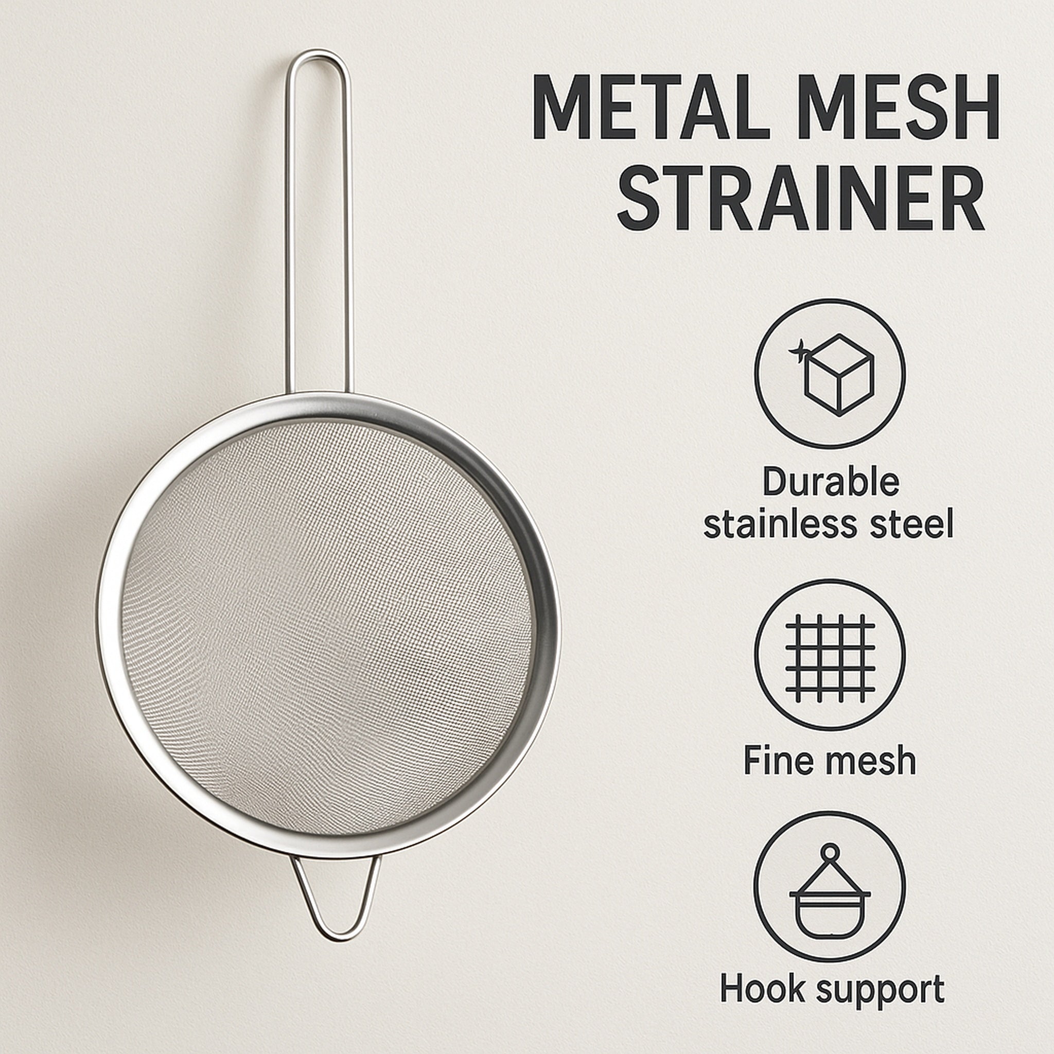 REGENT STRAINER STAINLESS STEEL, 200MM DIA