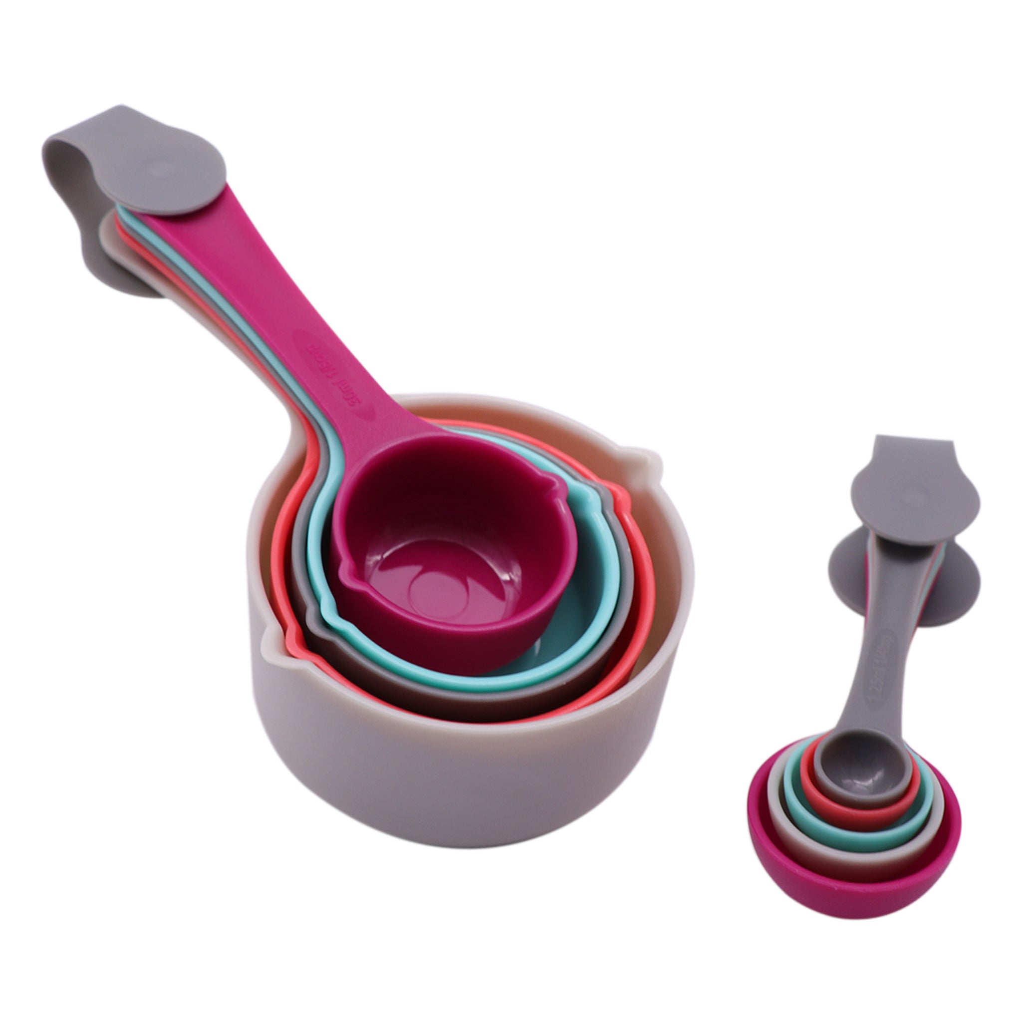 REGENT BAKEWARE MEASURING CUPS & SPOONS COLOURED PLASTIC 10PC SET