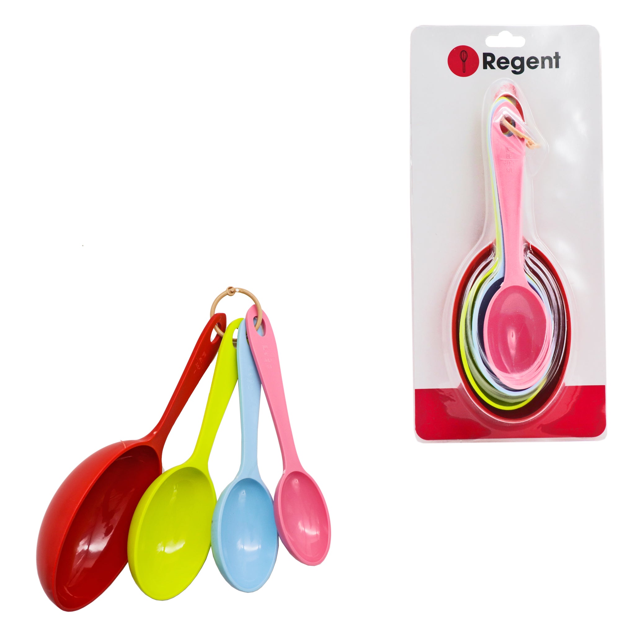 REGENT BAKEWARE OVAL MEASURING CUP PLASTIC COLOURS 4PK SET