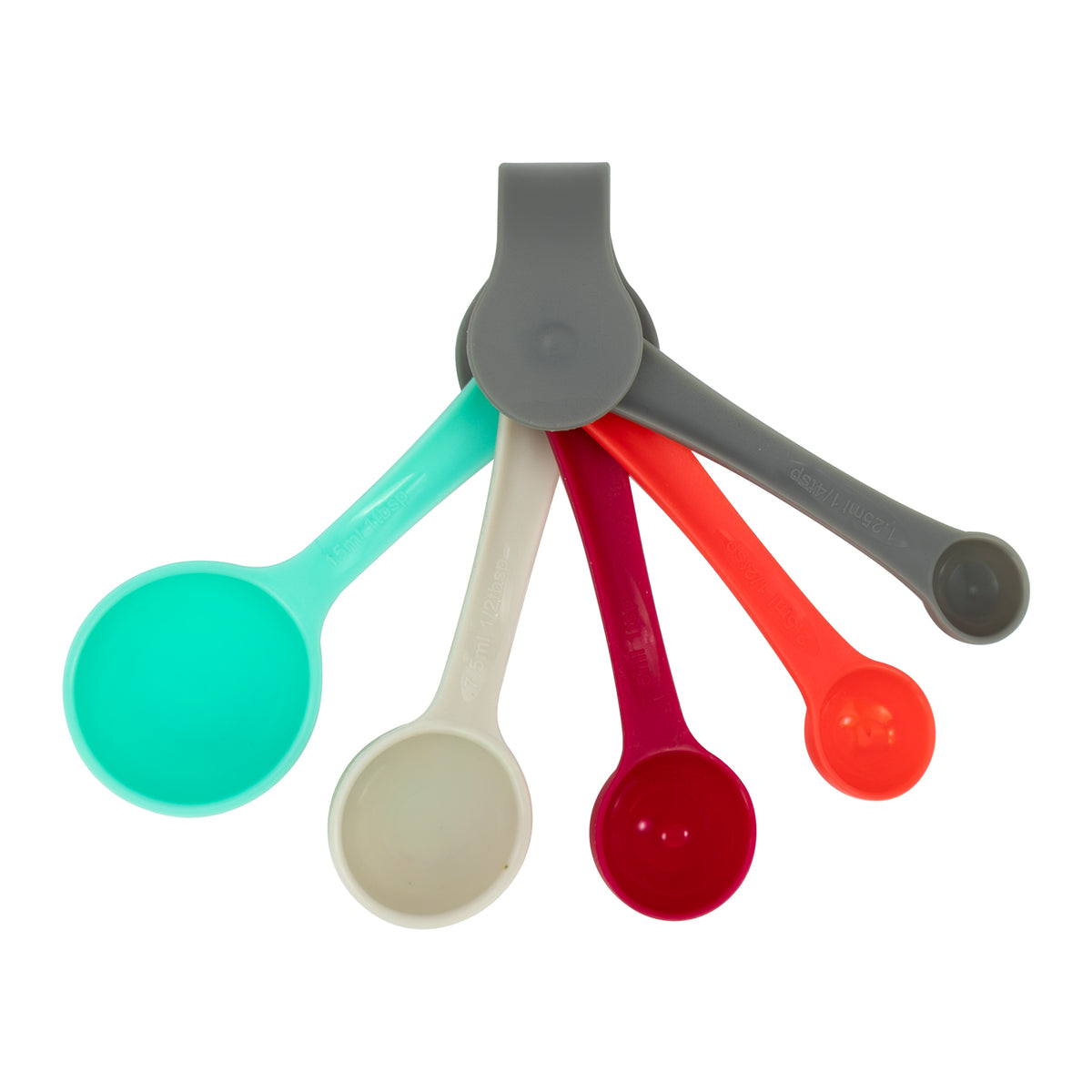 REGENT BAKEWARE MEASURING SPOONS PLASTIC MULTI-COLOURED, 5PCS SET
