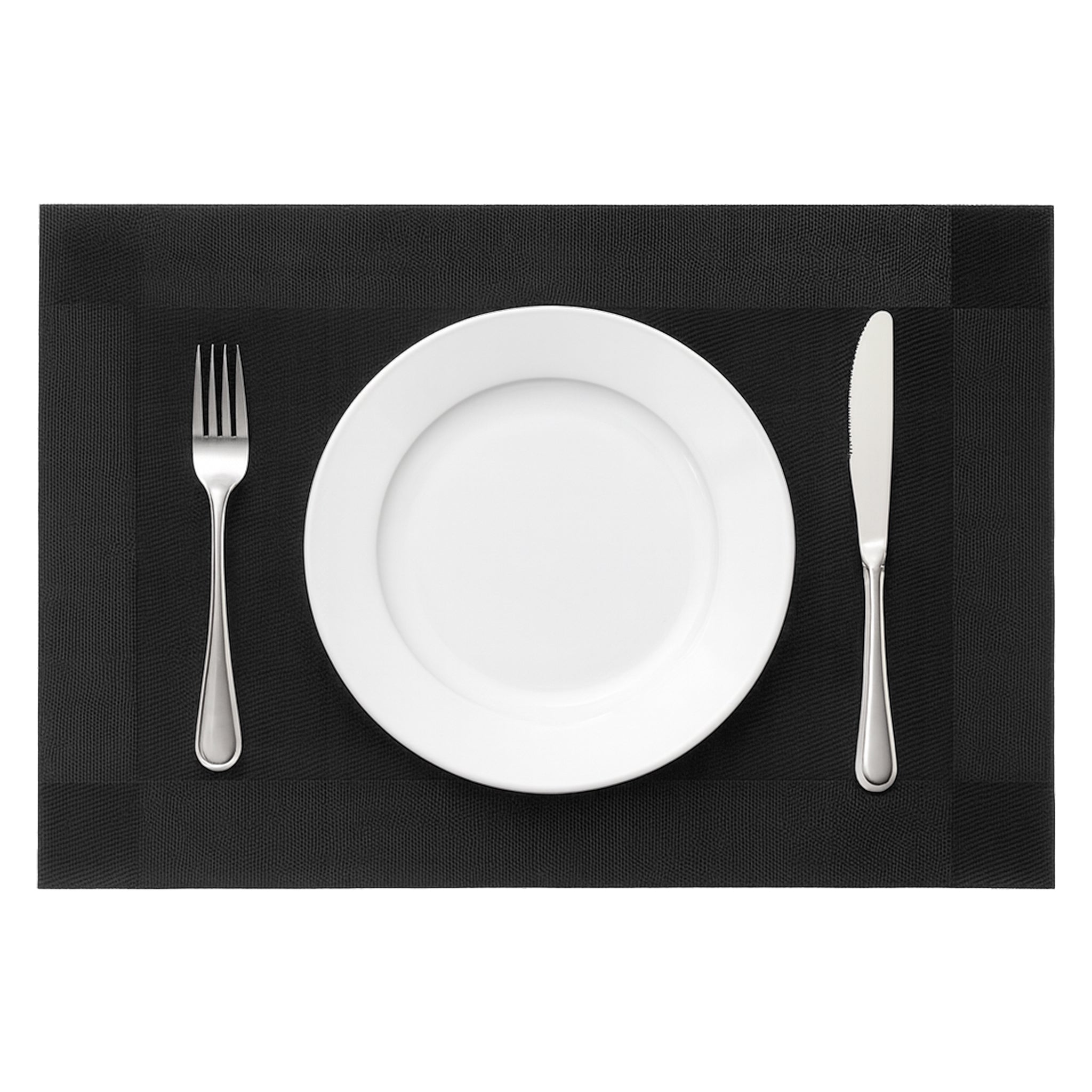 REGENT PLACE MATS WOVEN PVC BLACK WITH BORDER, 300X450MM