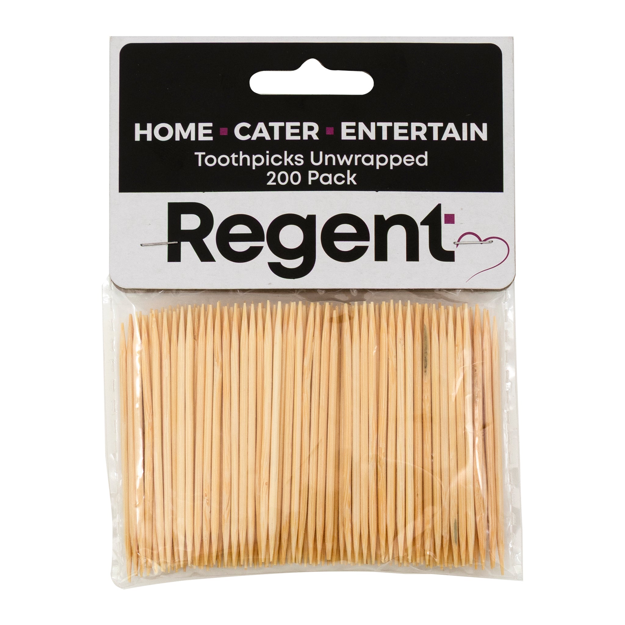 REGENT WOODEN TOOTHPICKS UNWRAPPED 200PK, 65X2.2MM DIA