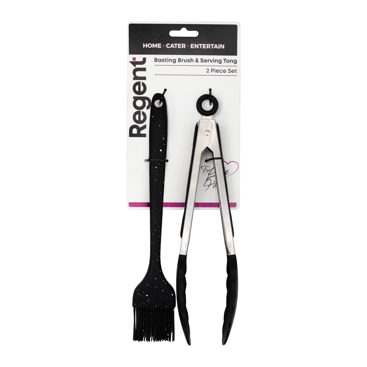 REGENT KITCHEN BASTING BRUSH AND TONG NYLON & STAINLESS STEEL 2PCS SET