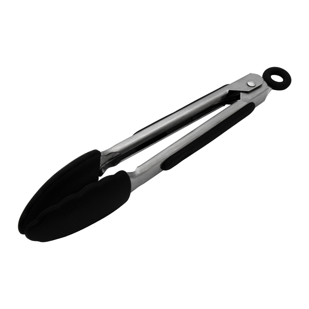 REGENT FOOD TONGS STAINLESS STEEL WITH BLACK SILICONE TIPS 2PK, 208MM