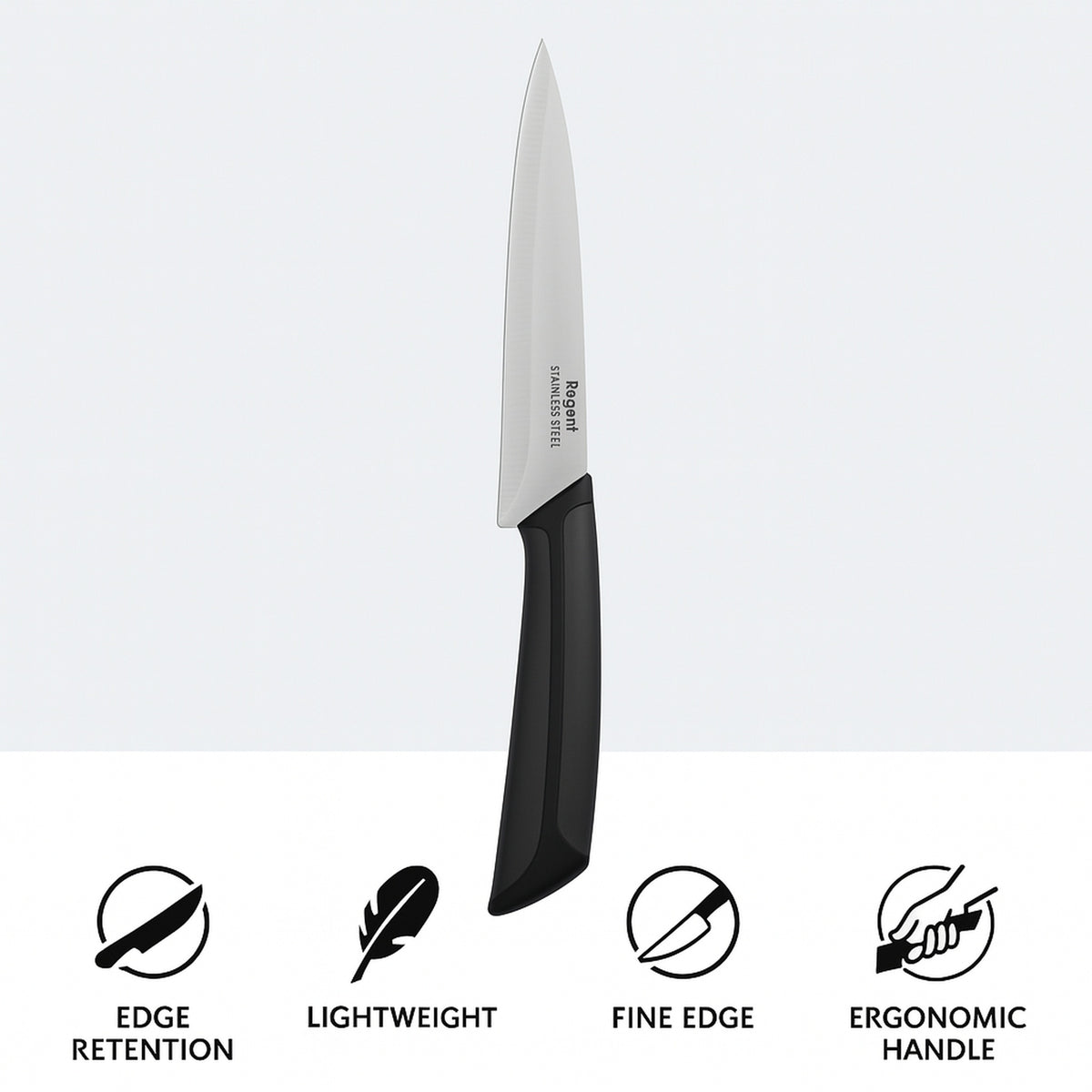 REGENT KITCHEN PREMIUM UTILITY KNIFE WITH BLACK AND GREY HANDLE, 230MM