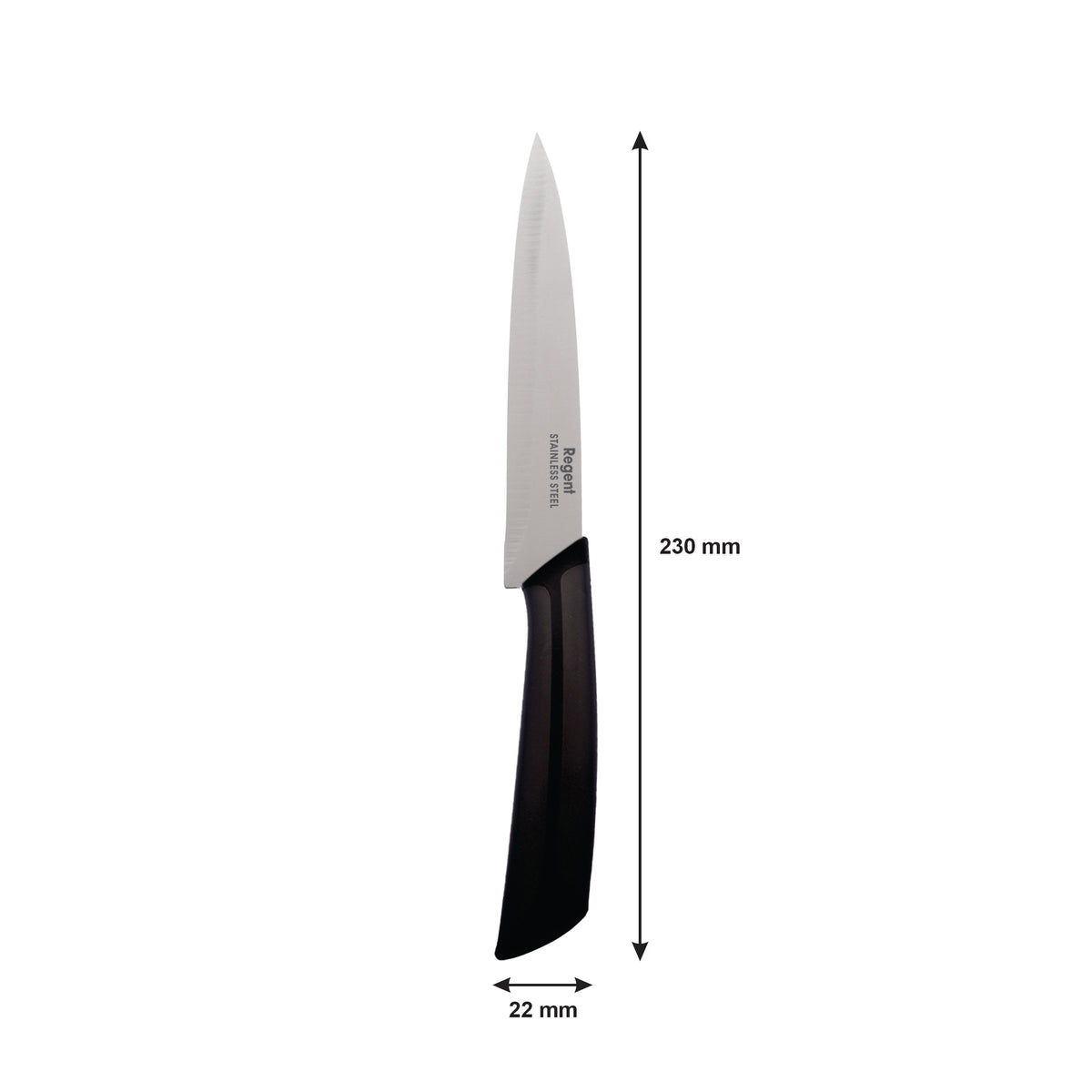 REGENT KITCHEN PREMIUM UTILITY KNIFE WITH BLACK AND GREY HANDLE, 230MM