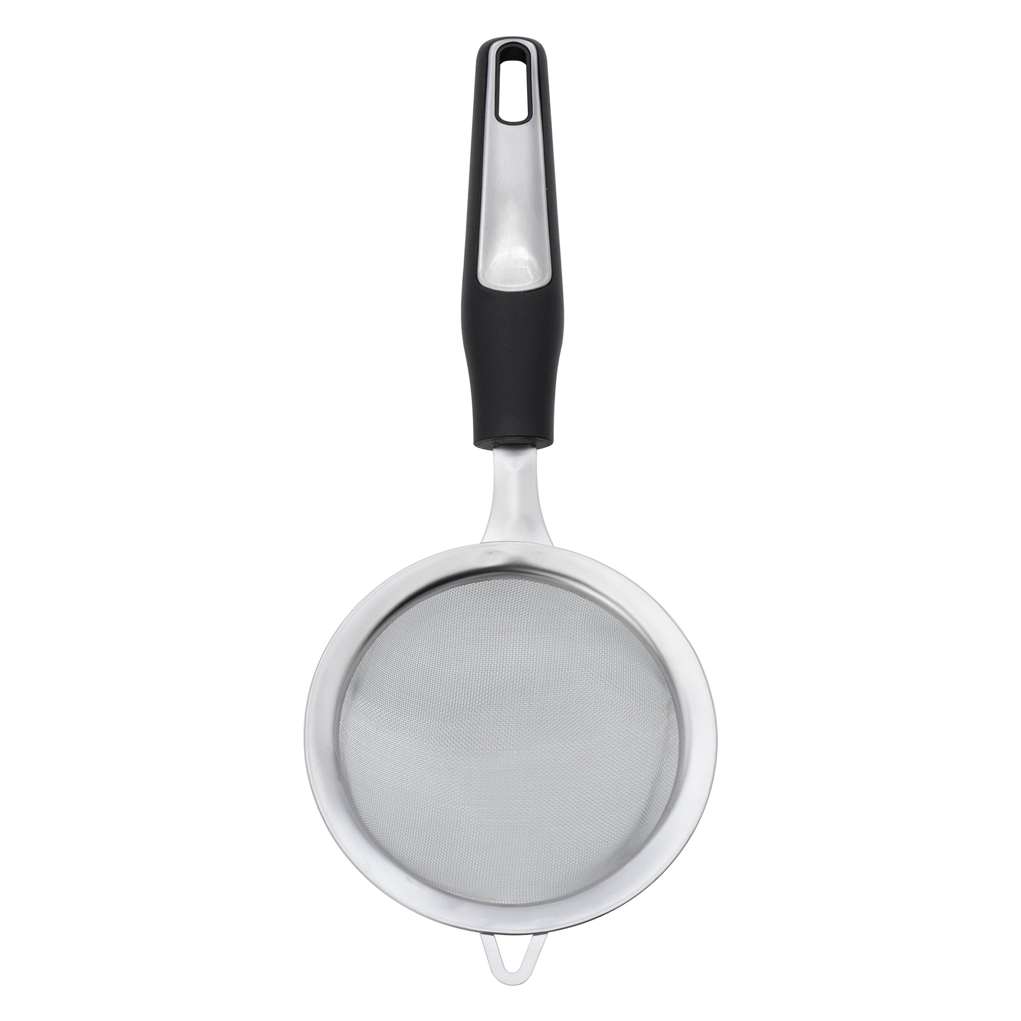 REGENT PREMIUM STRAINER STAINLESS STEEL WITH PP+SS BLACK HANDLE BLACK, 295MM