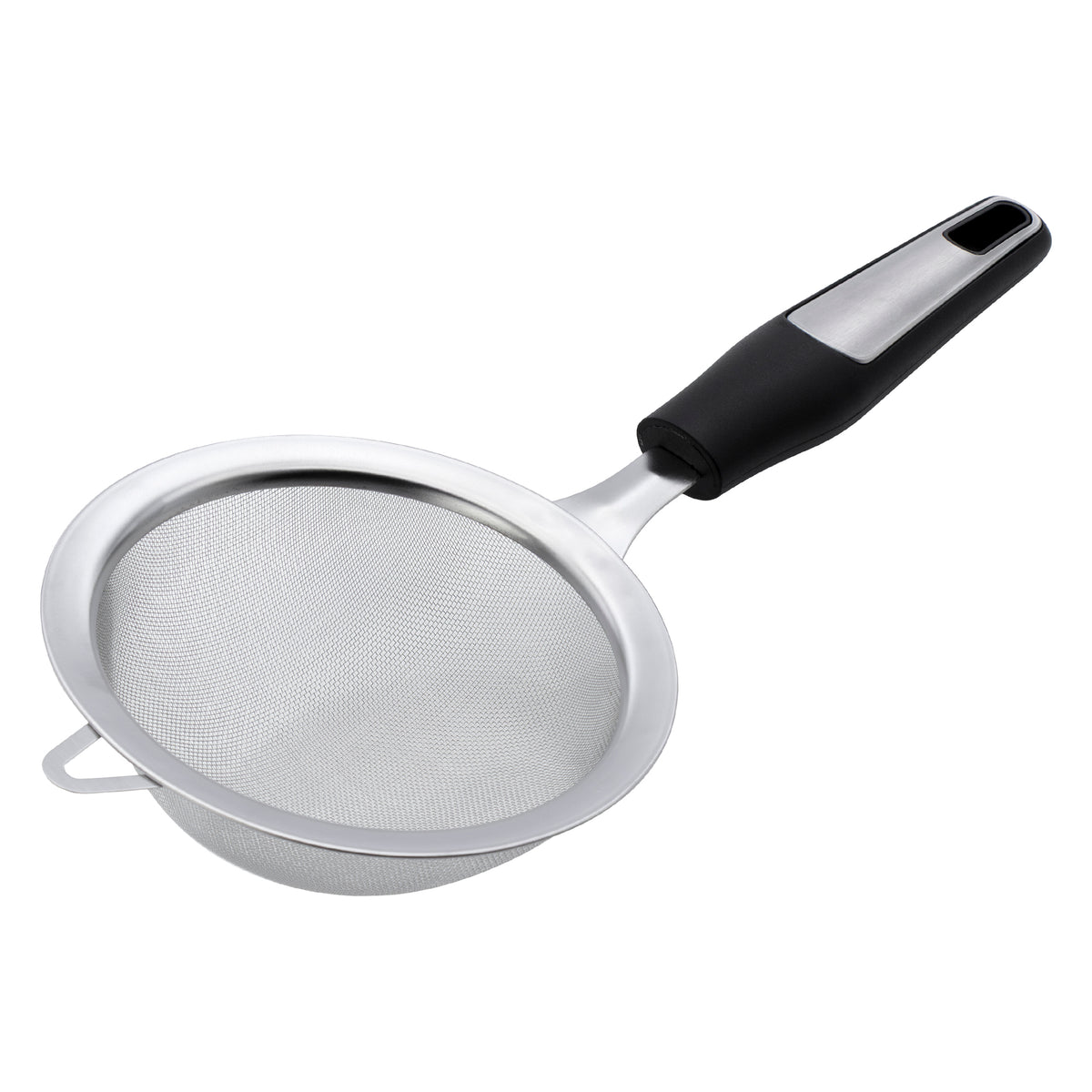 REGENT PREMIUM STRAINER STAINLESS STEEL WITH PP+SS BLACK HANDLE BLACK, 295MM