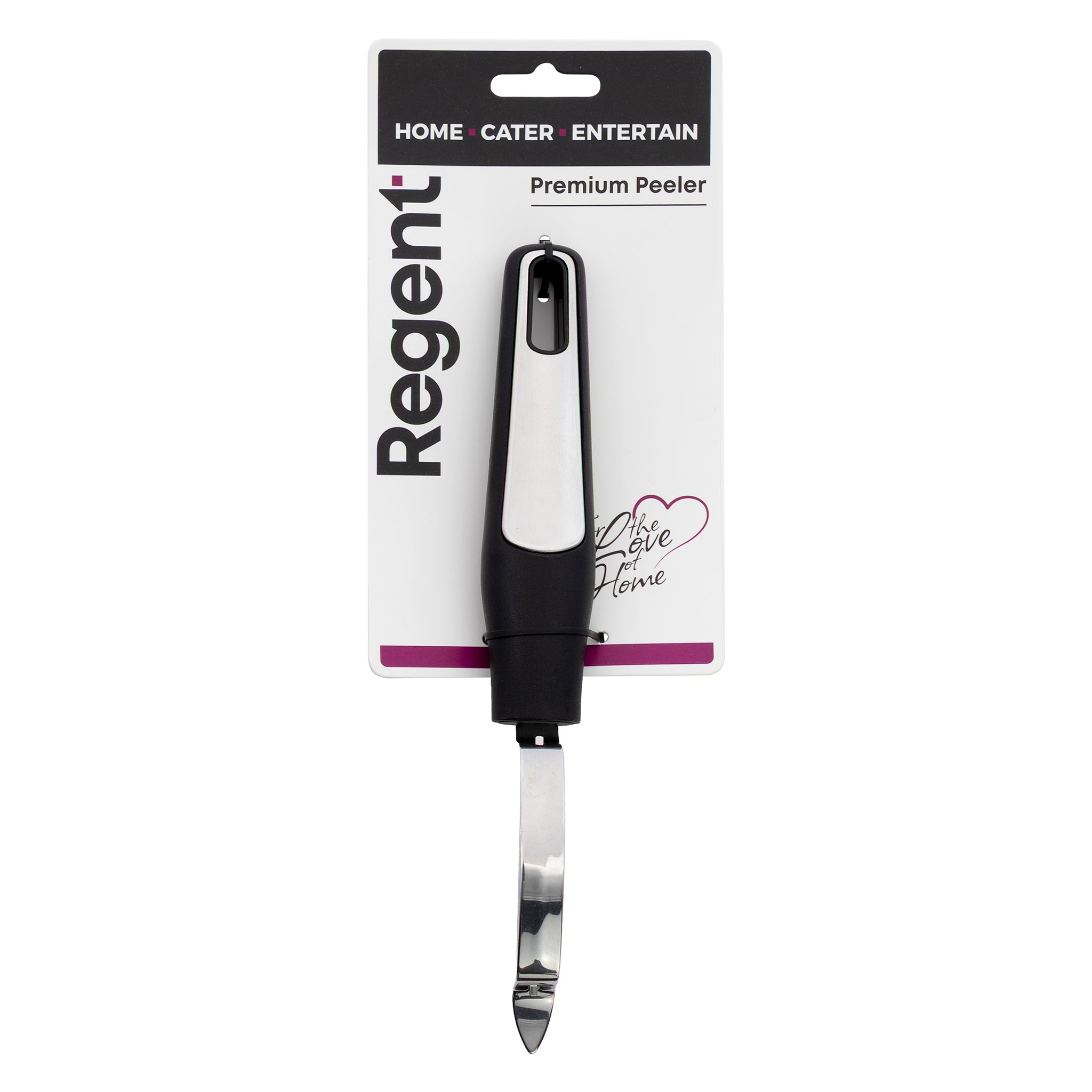 REGENT PREMIUM PEELER STAINLESS STEEL WITH PP+SS BLACK HANDLE, 220MM