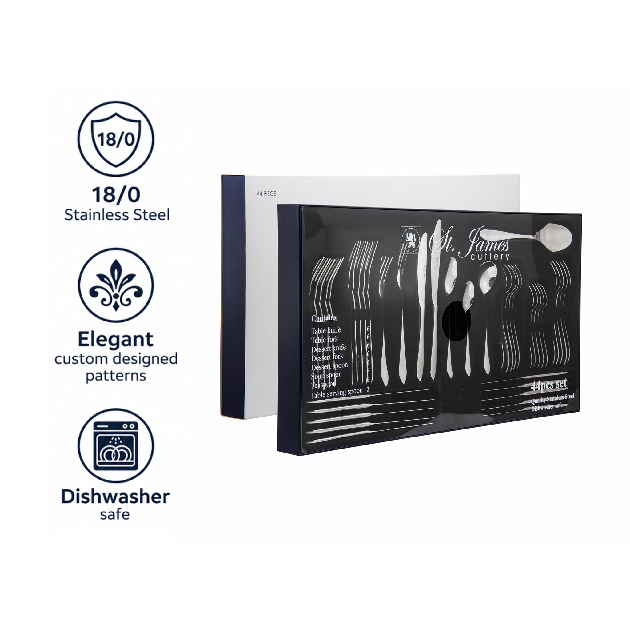 ST. JAMES CUTLERY KENSINGTON GIFT BOX 44 PIECE SET