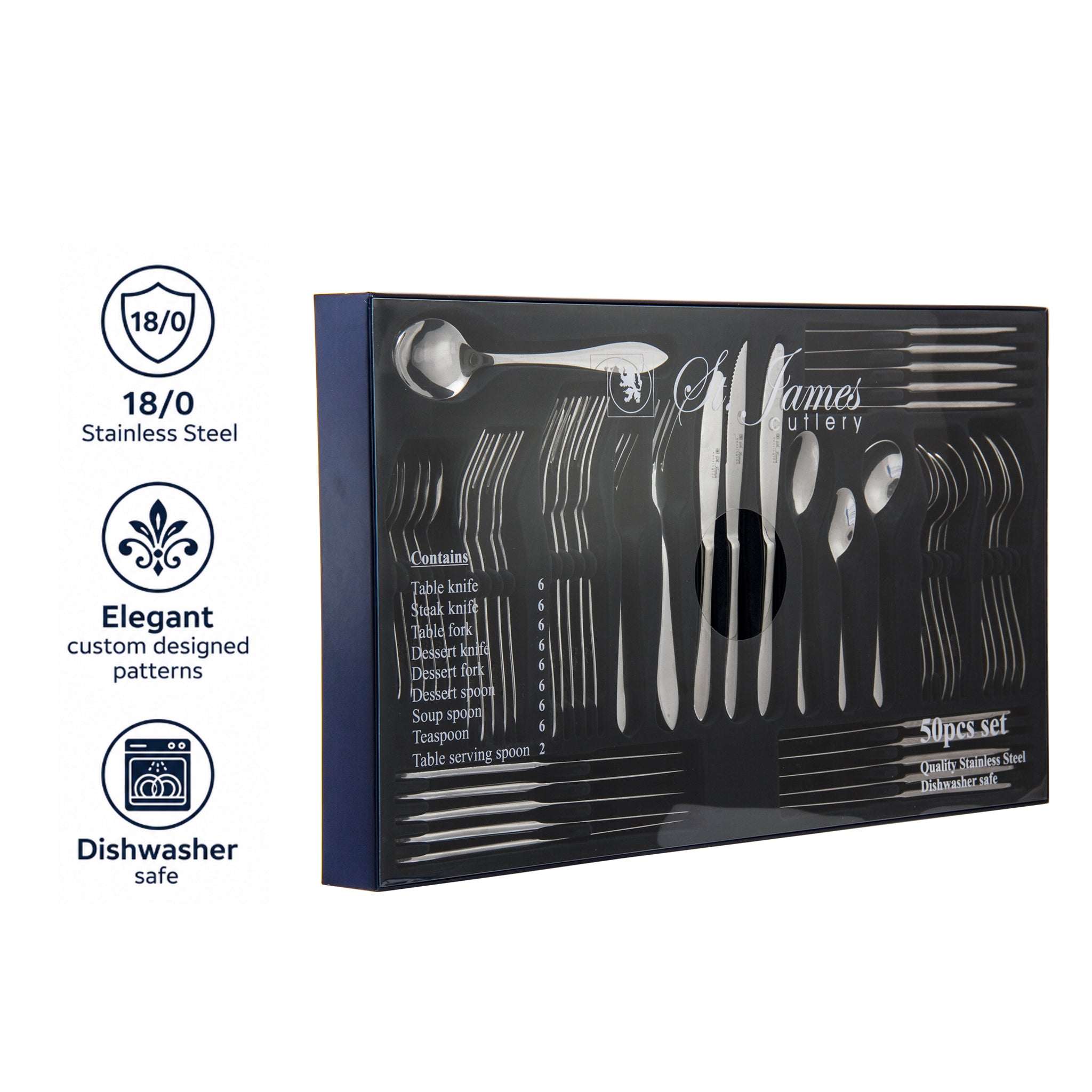 ST. JAMES CUTLERY KENSINGTON GIFT BOX 50PK SET