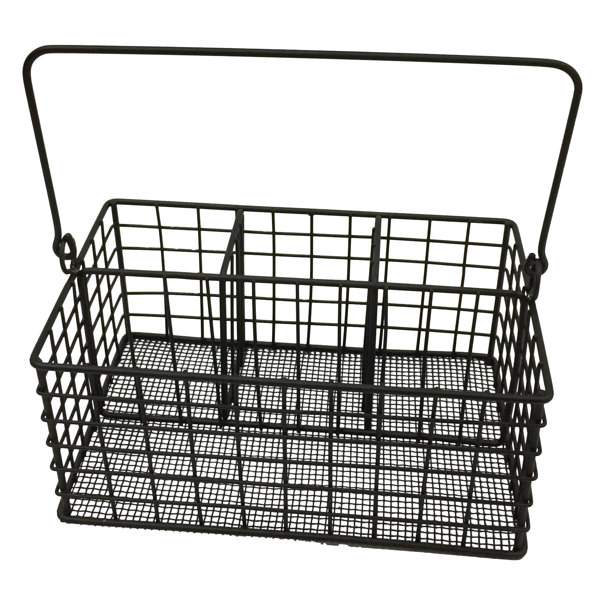 REGENT KITCHEN WIRE CUTLERY CADDY WITH HANDLE POWDER COATED BLACK