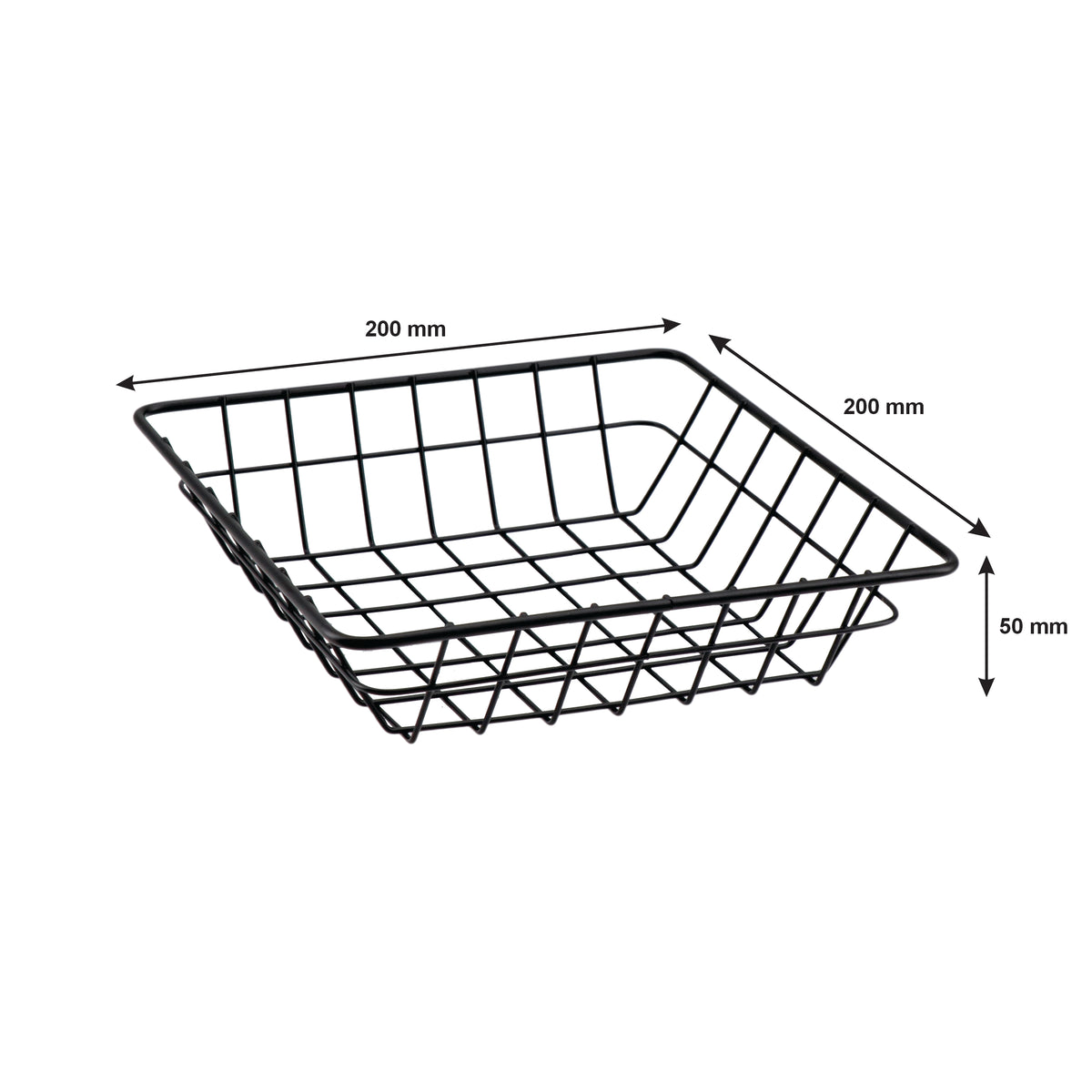 REGENT WIRE SERVING SQUARE SMALL BASKET POWDER COATED BLACK, 200MM