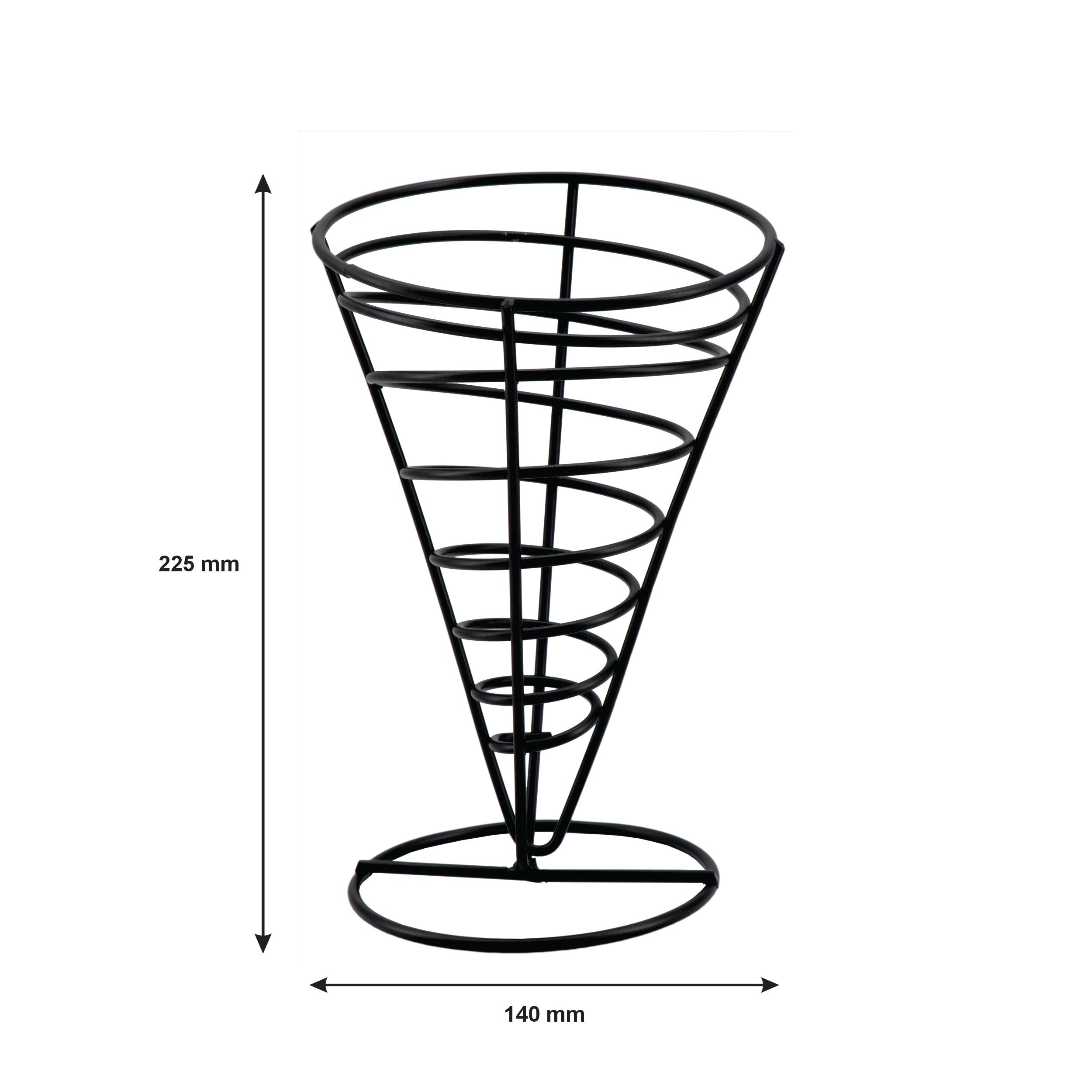 REGENT CHIP SERVER WIRE CONE POWDER COATED BLACK, 140MM DIAX225MM