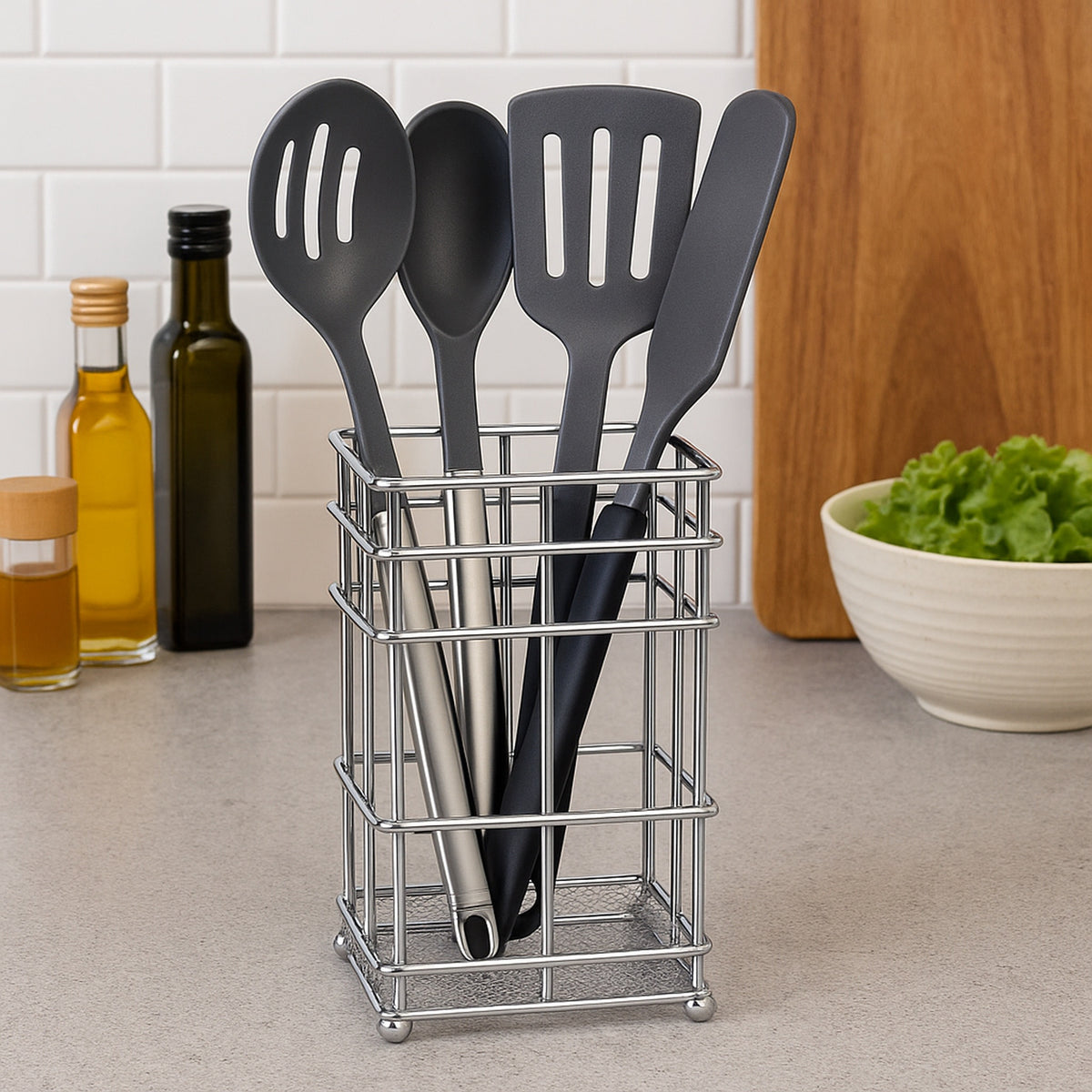 REGENT CHROME UTENSIL/CUTLERY HOLDER, 110X110MM