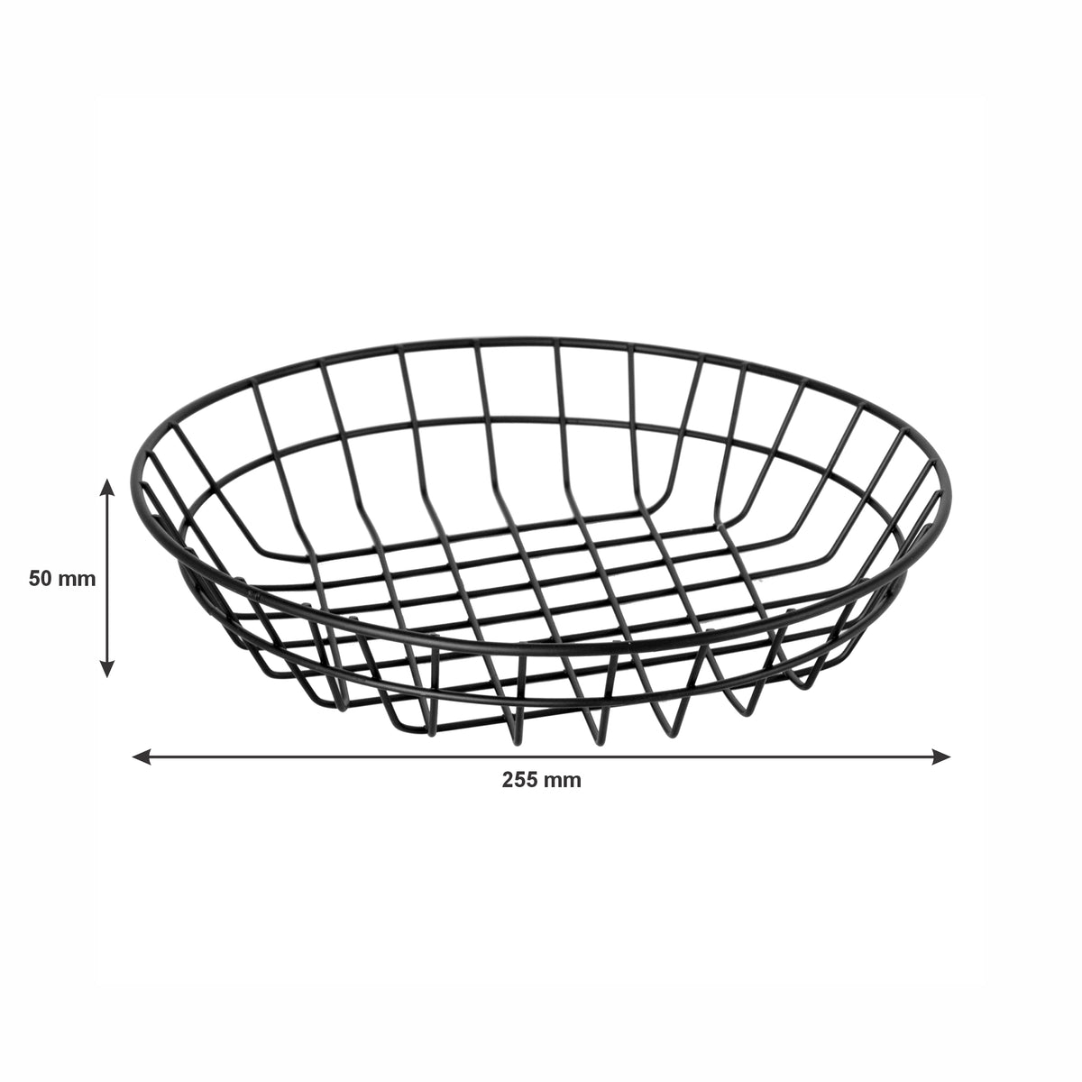 REGENT WIRE FOOD SERVING BASKET ROUND POWDER COATED BLACK, 255MM DIA