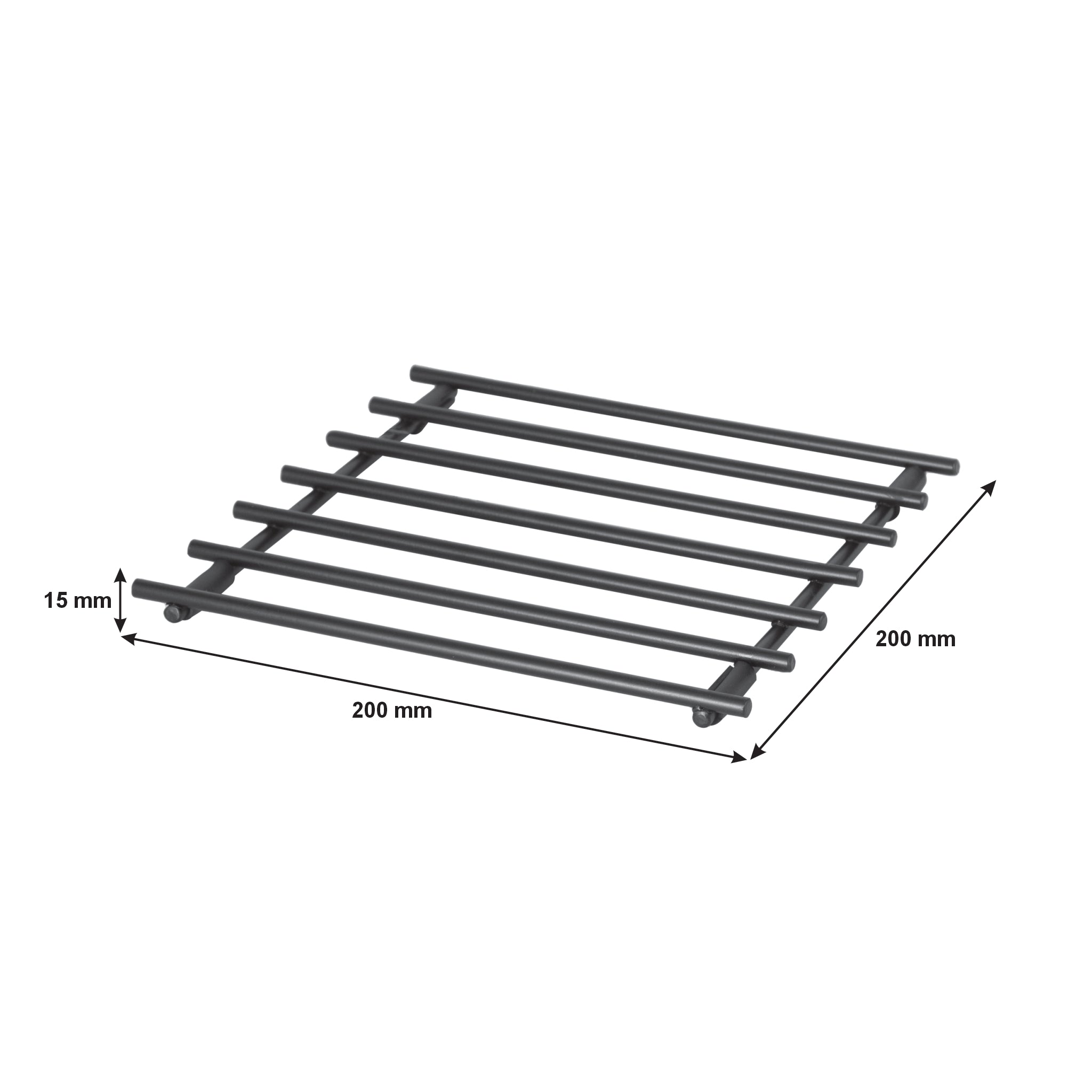 REGENT KITCHEN TRIVET SQUARE POWDER COATED BLACK, 200X200MM