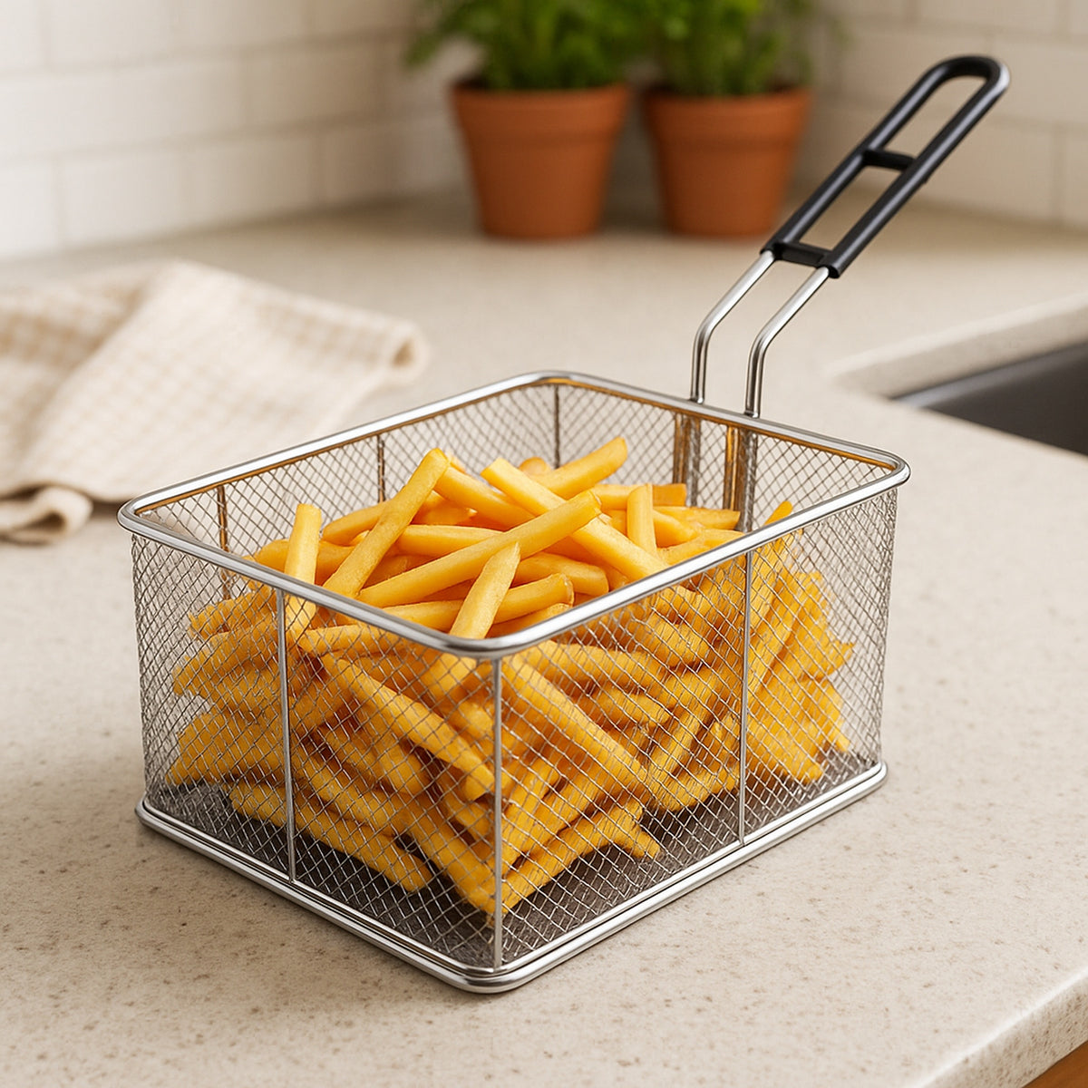 REGENT CHROME CHIP FRYER BASKET, 365X185MM