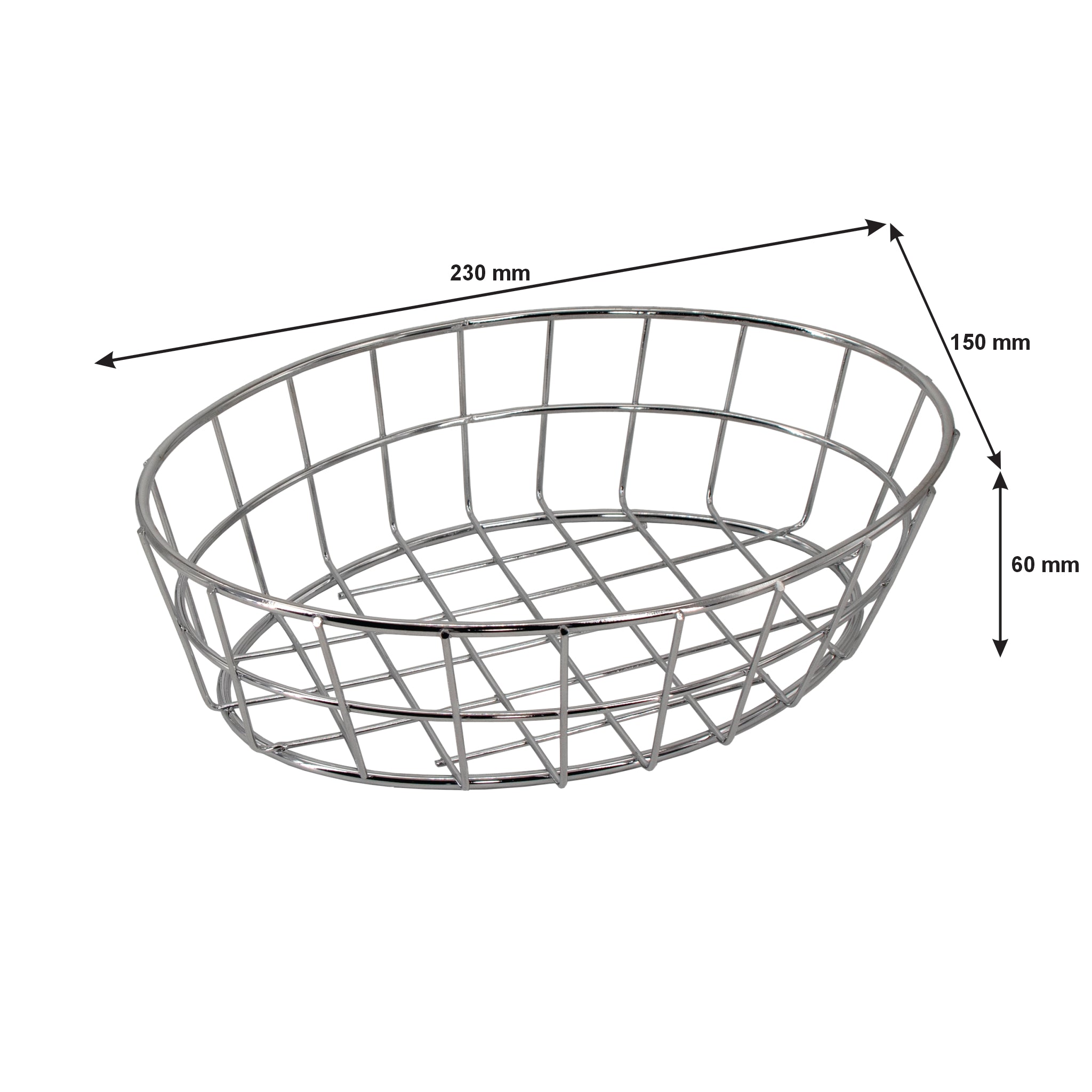 REGENT CHROME OVAL WIRE SERVING BASKET, 230X150MM
