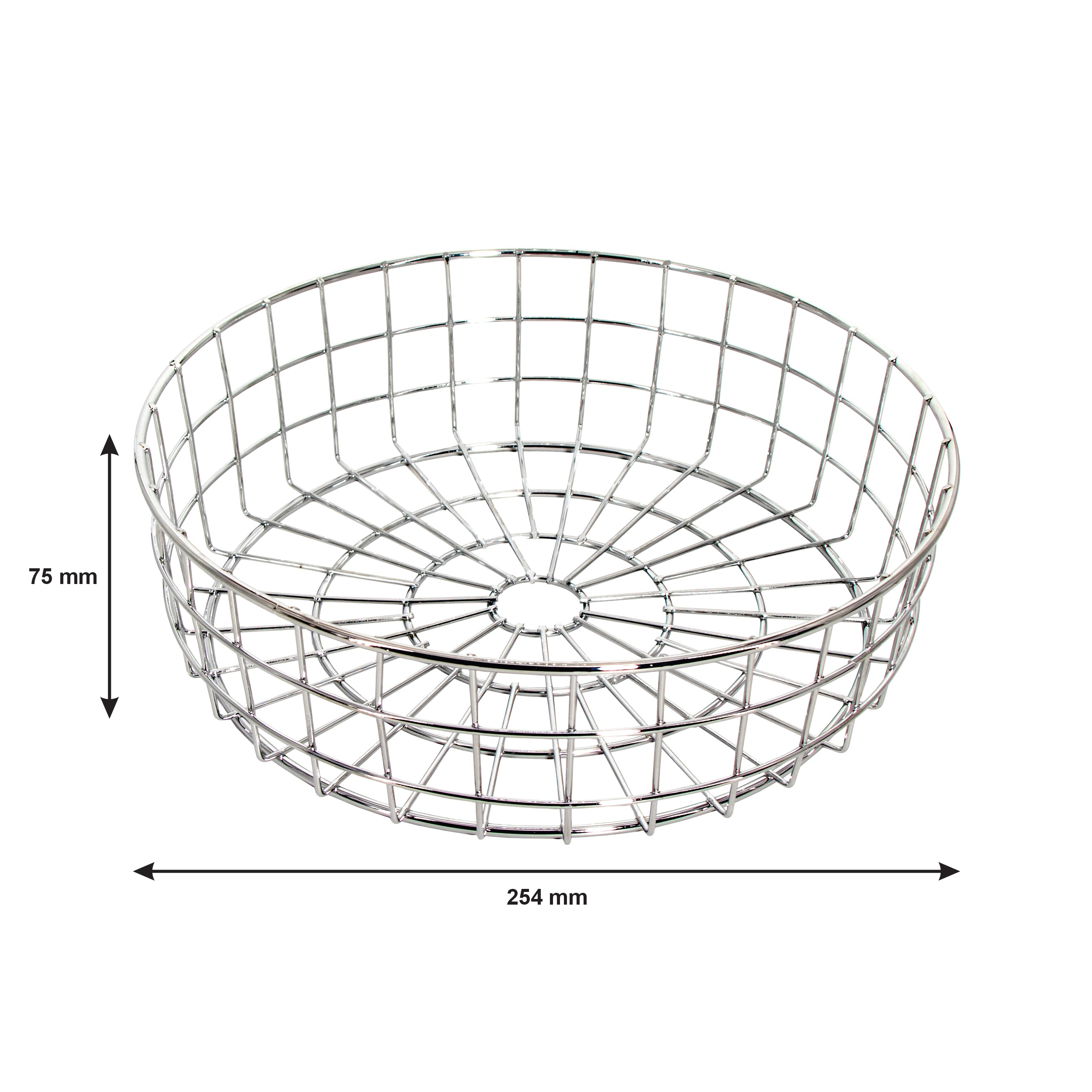 REGENT CHROME ROUND WIRE BREAD BASKET LARGE, 254MM DIA