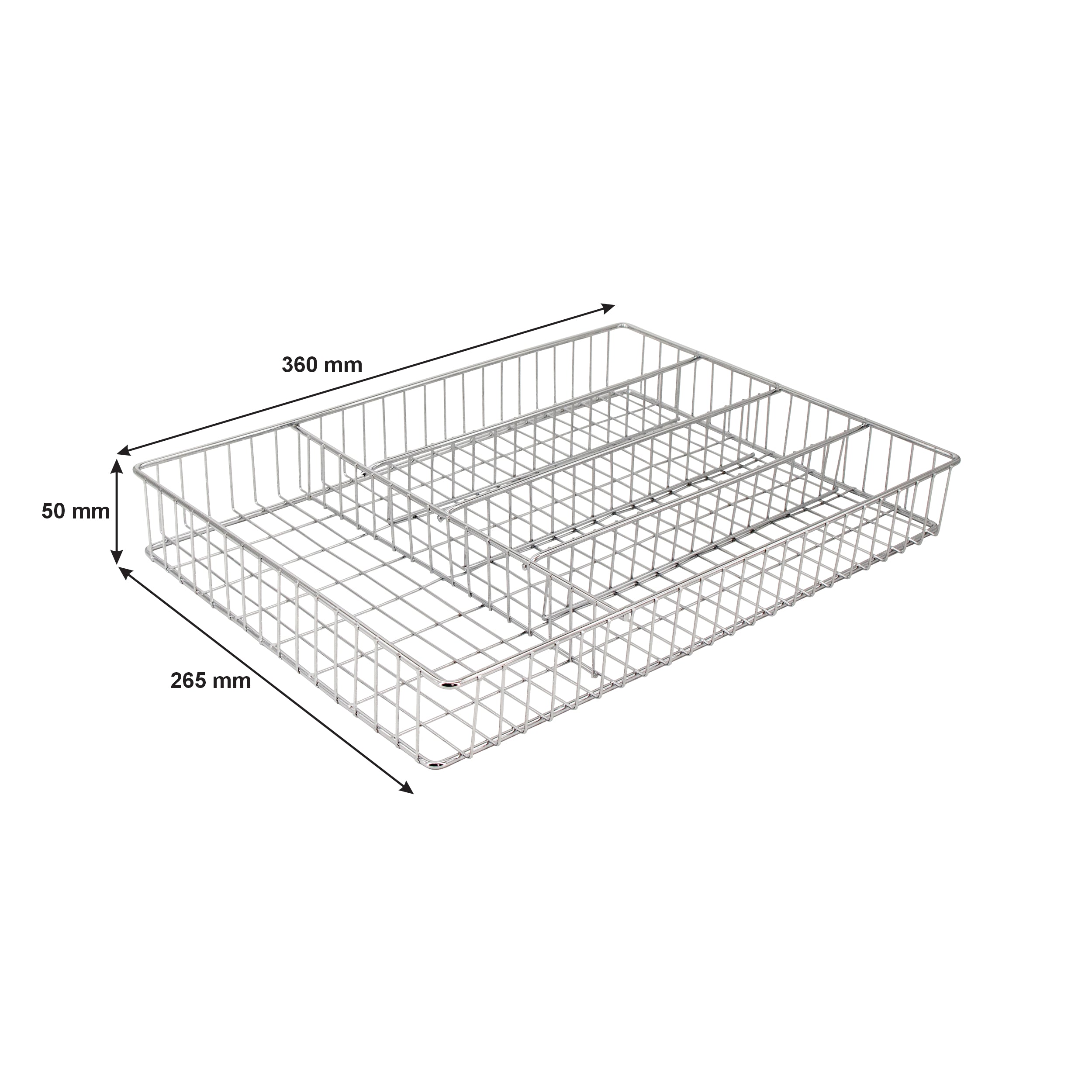 REGENT CHROME RECT. WIRE CUTLERY TRAY, 360X264MM