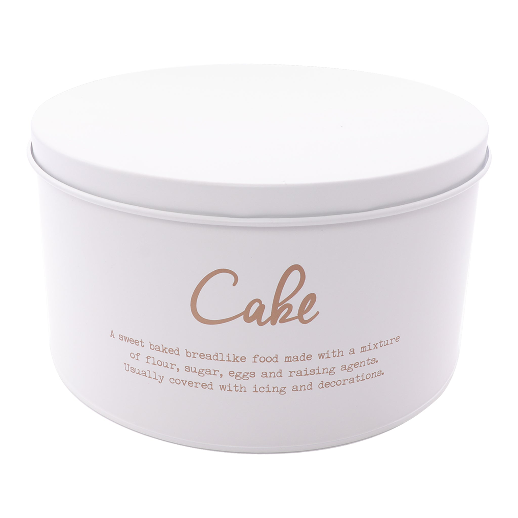 REGENT CAKE TIN WHITE WITH GOLD PRINT, 250MM DIA