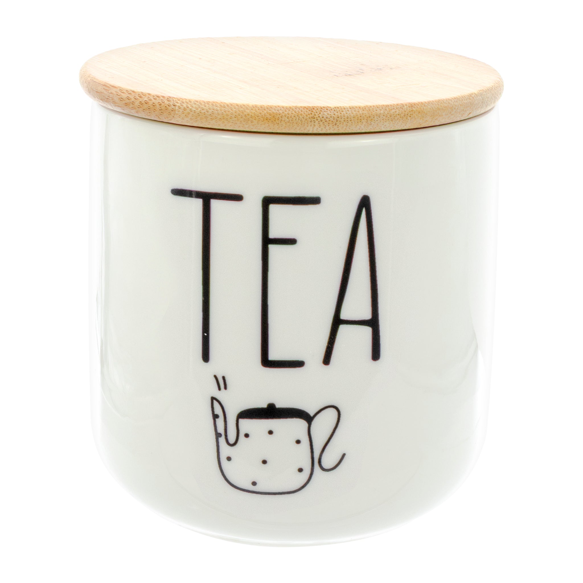 REGENT CERAMIC COFFEE, SUGAR & TEA JARS WITH BAMBOO LIDS ON A TRAY 7 PCS SET, 600ML