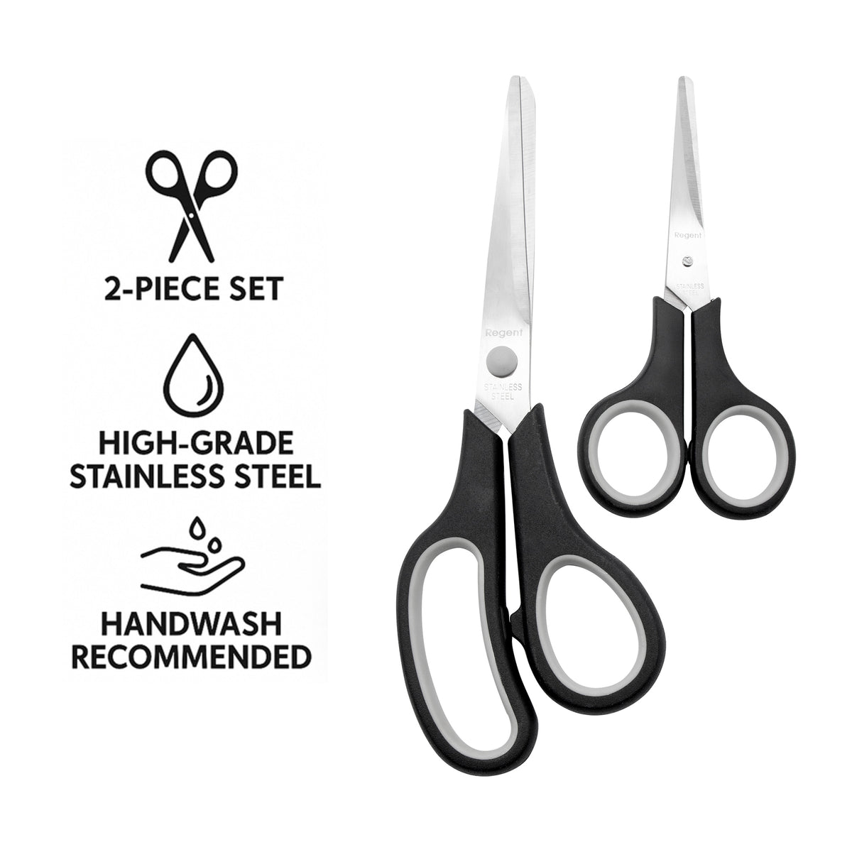 REGENT KITCHEN SCISSORS BLACK AND GREY 2PCS SET, 210MM l 138MM