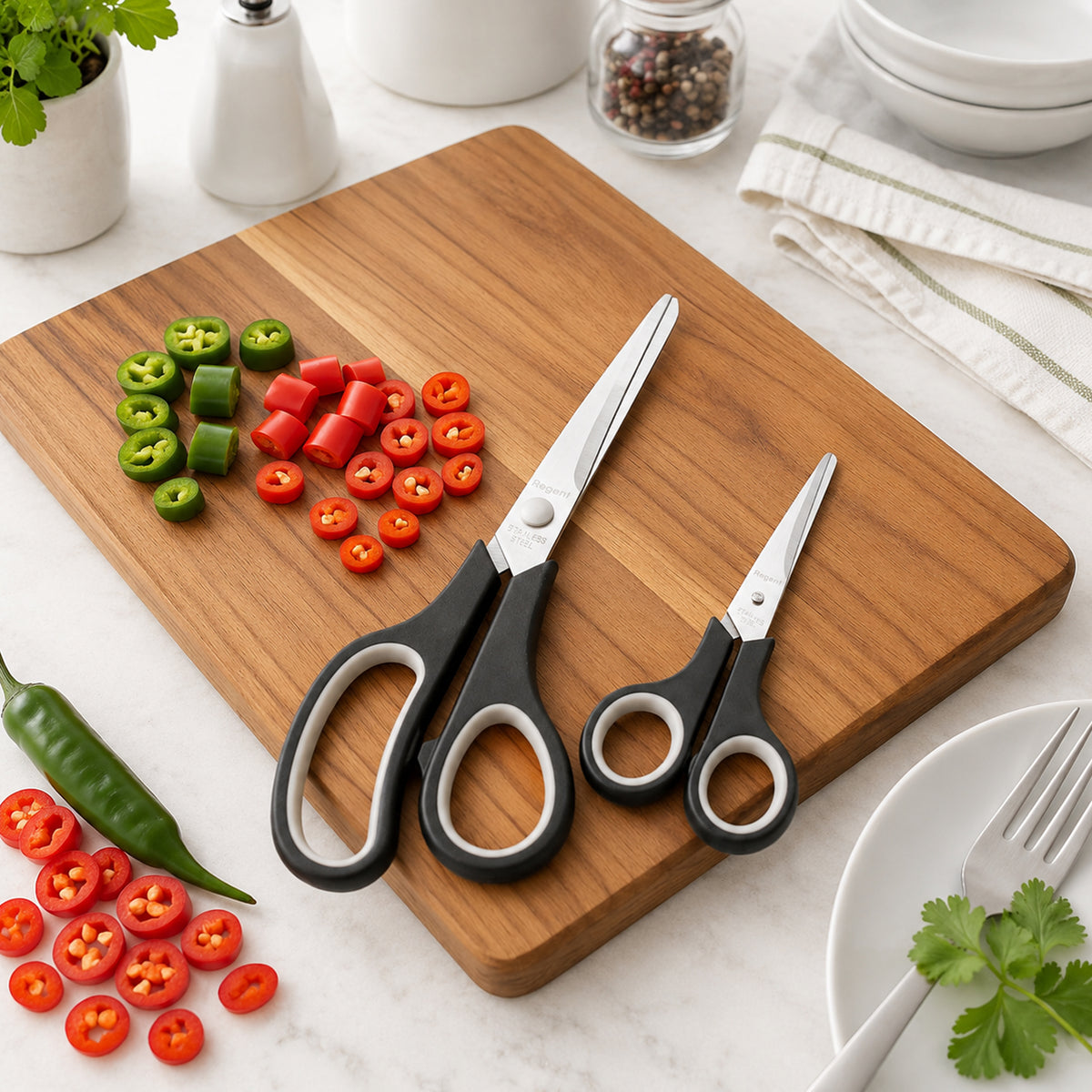 REGENT KITCHEN SCISSORS BLACK AND GREY 2PCS SET, 210MM l 138MM