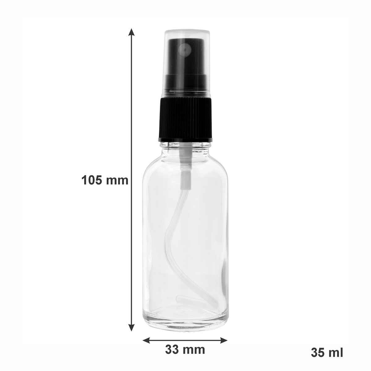 REGENT GLASS MIST SPRAY BOTTLES WITH BLACK LIDS 4PK, 35ML
