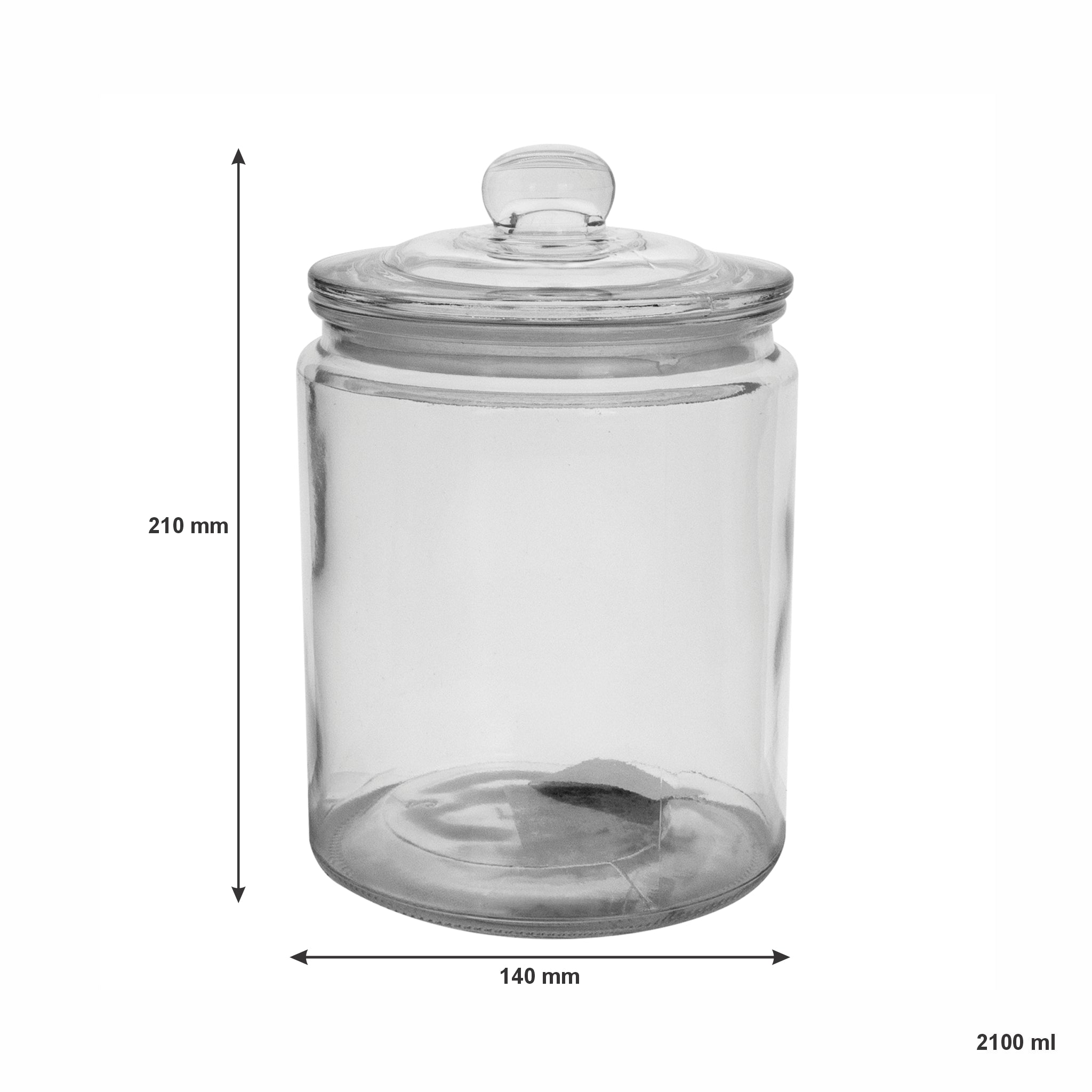 REGENT ROUND GLASS JAR WITH GLASS LID, 2.1L