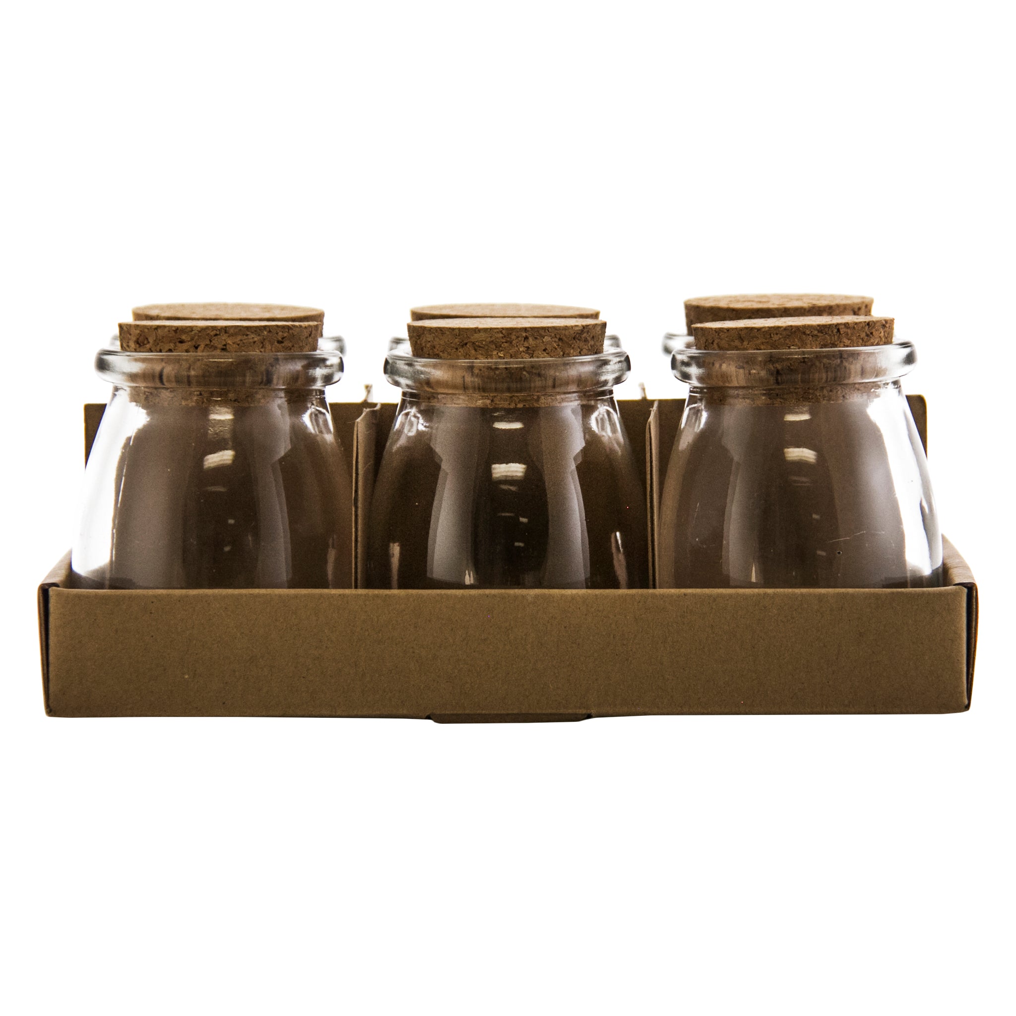 REGENT GLASS ROUND JARS WITH CORK LIDS 6PK, 160ML