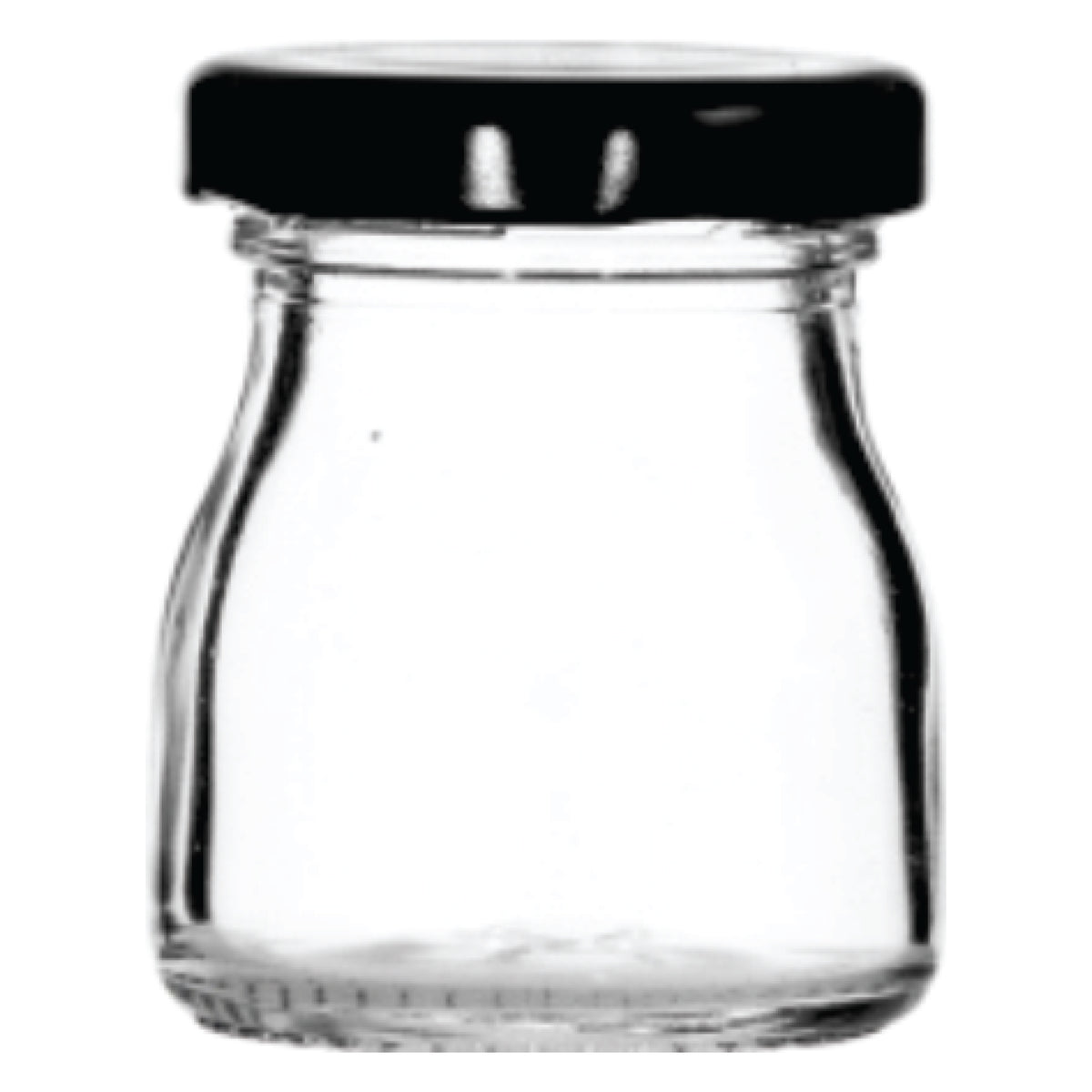 REGENT GLASS ROUND JARS WITH BLACK LIDS 12PK, 50ML