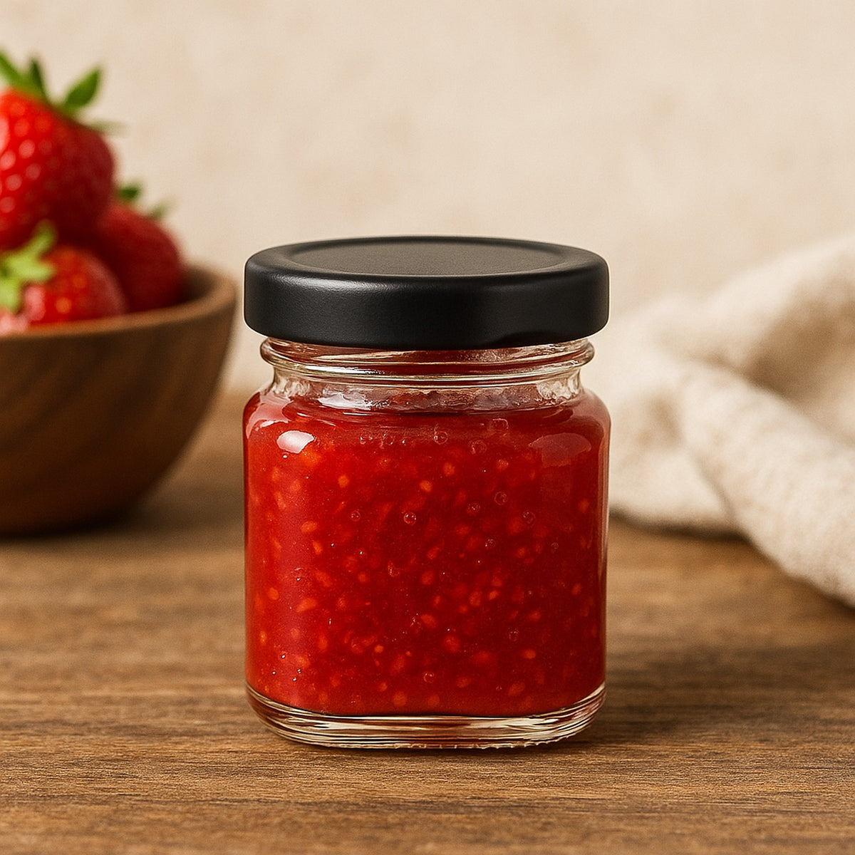 REGENT GLASS SQUARE JARS WITH BLACK LIDS 12PK, 150ML