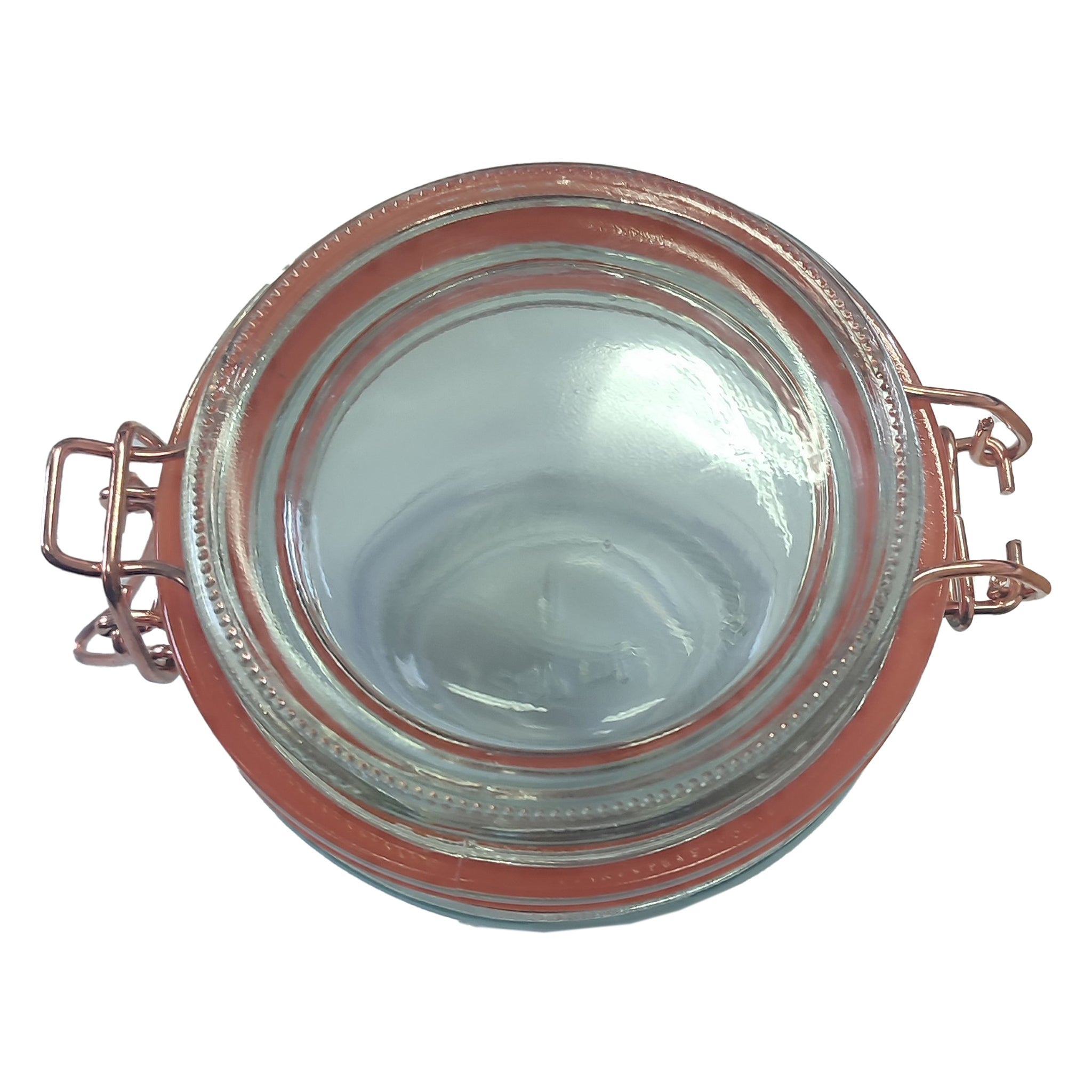 REGENT ROUND HERMETIC GLASS JARS WITH ROSE GOLD CLIP SEAL 6PK, 200ML