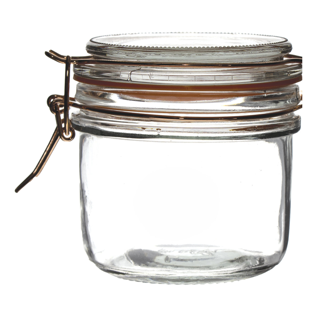 REGENT ROUND HERMETIC GLASS JARS WITH ROSE GOLD CLIP SEAL 6PK, 200ML