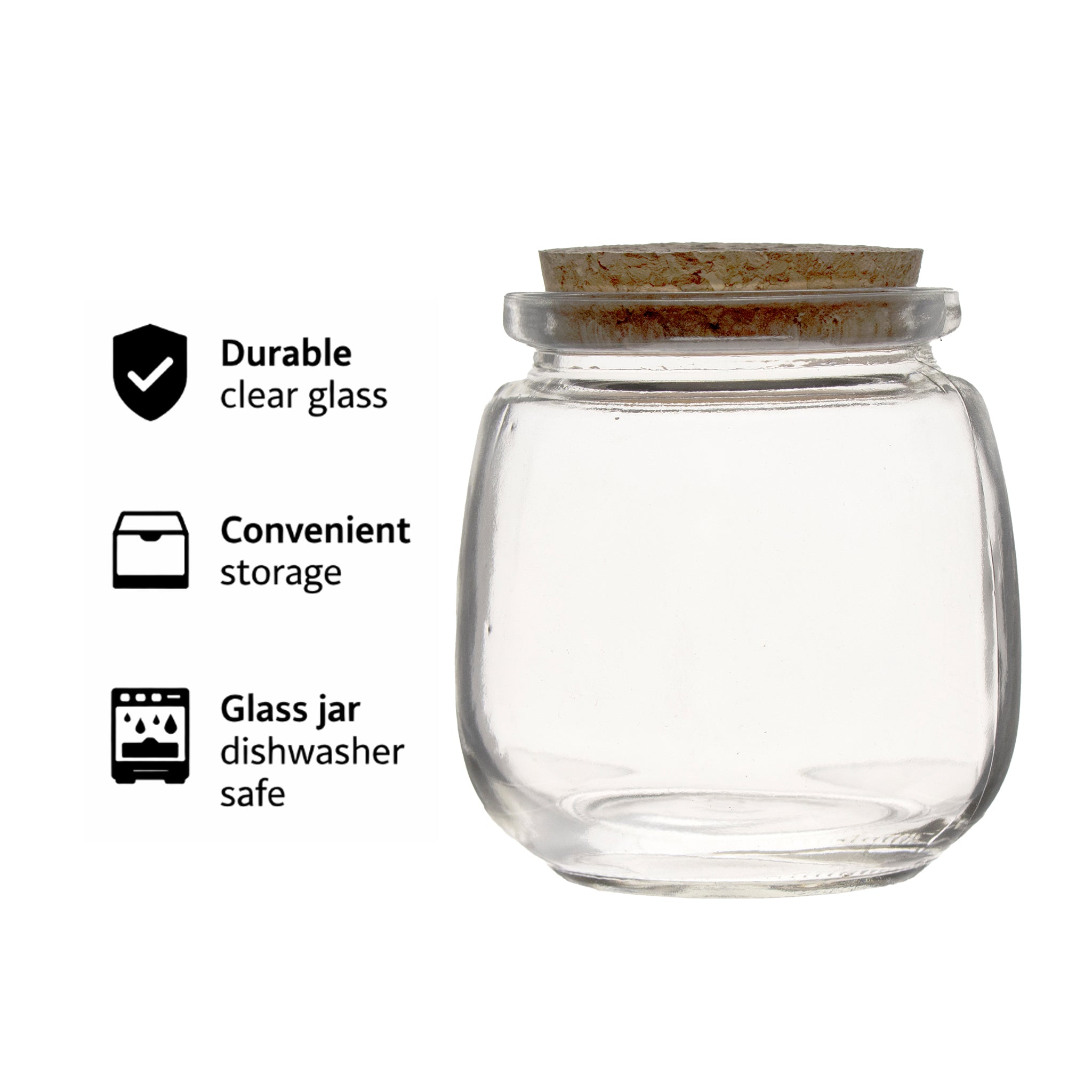REGENT GLASS ROUND BOTTLES WITH CORK LIDS 6PK, 260ML