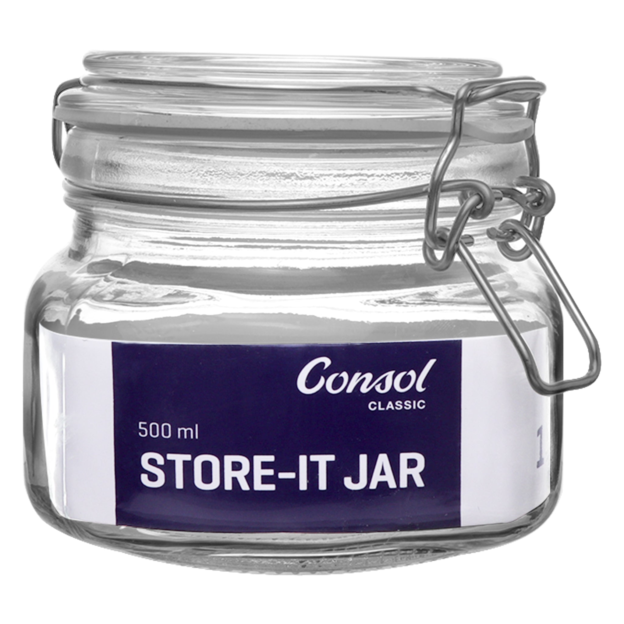 CONSOL STORE-IT JAR WITH CLIP TOP LID, 500ML