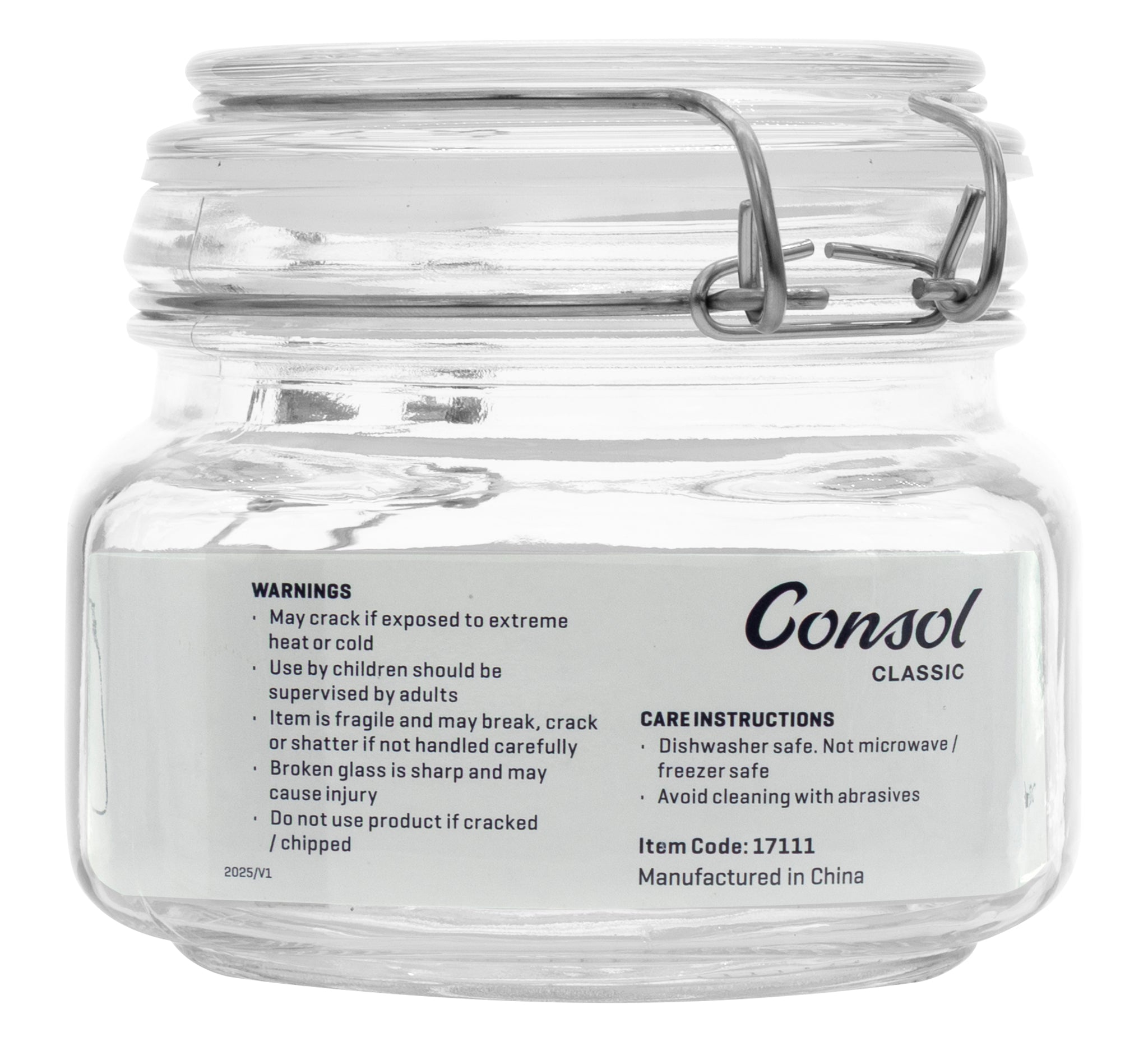 CONSOL STORE-IT JAR WITH CLIP TOP LID, 500ML
