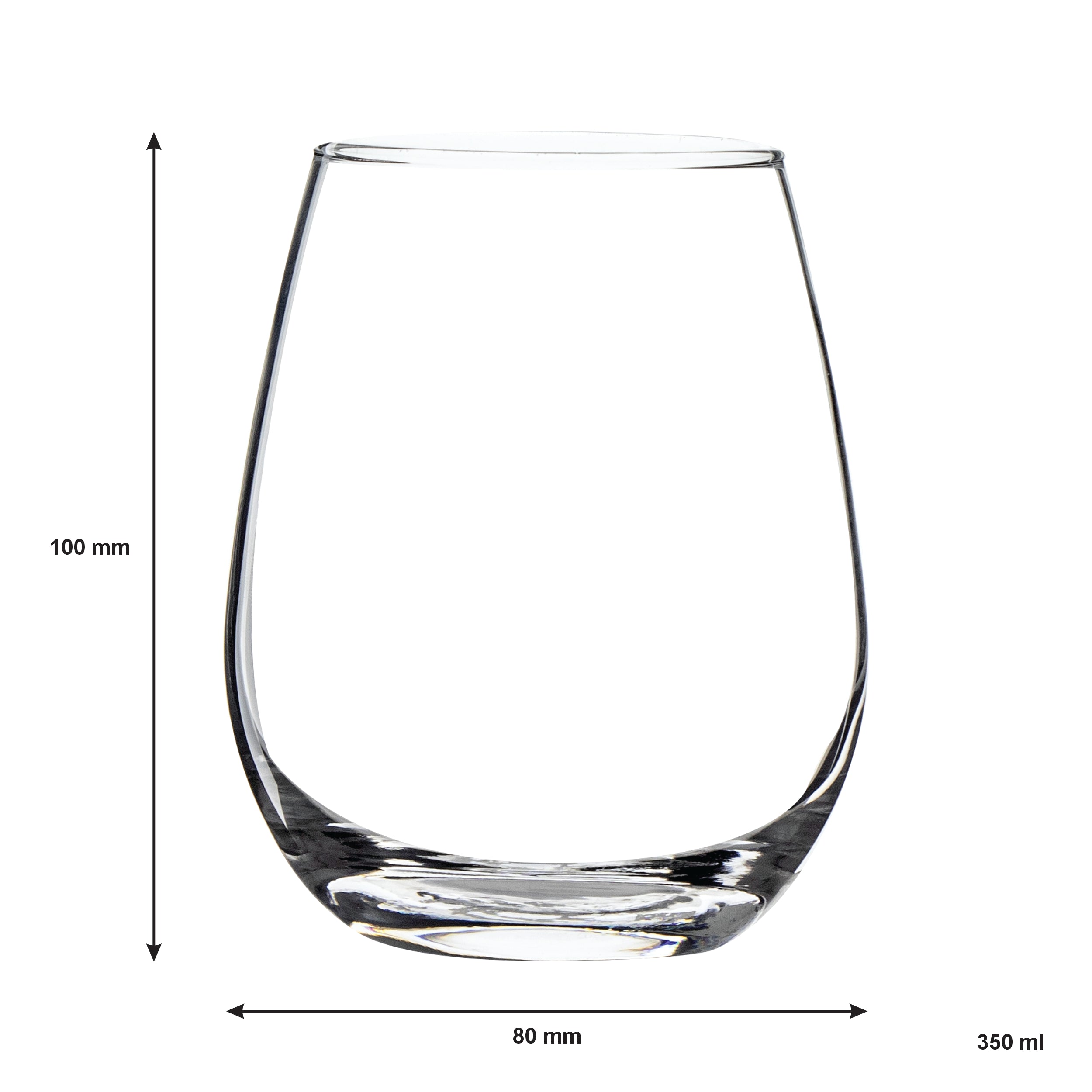 CONSOL BORDEAUX STEMLESS WINE GLASS 4PK, 350ML