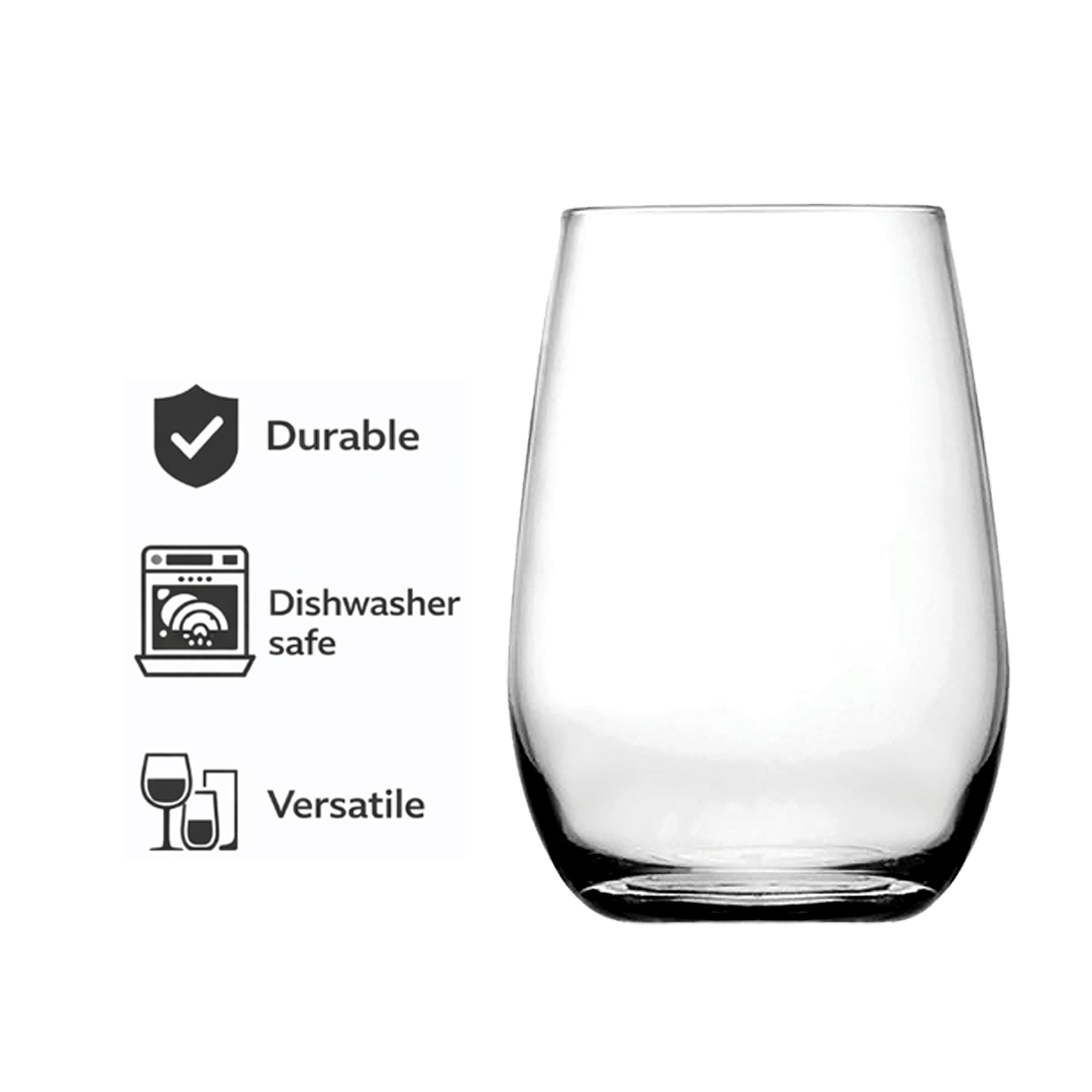 CONSOL BORDEAUX STEMLESS WINE GLASS 4PK, 480ML