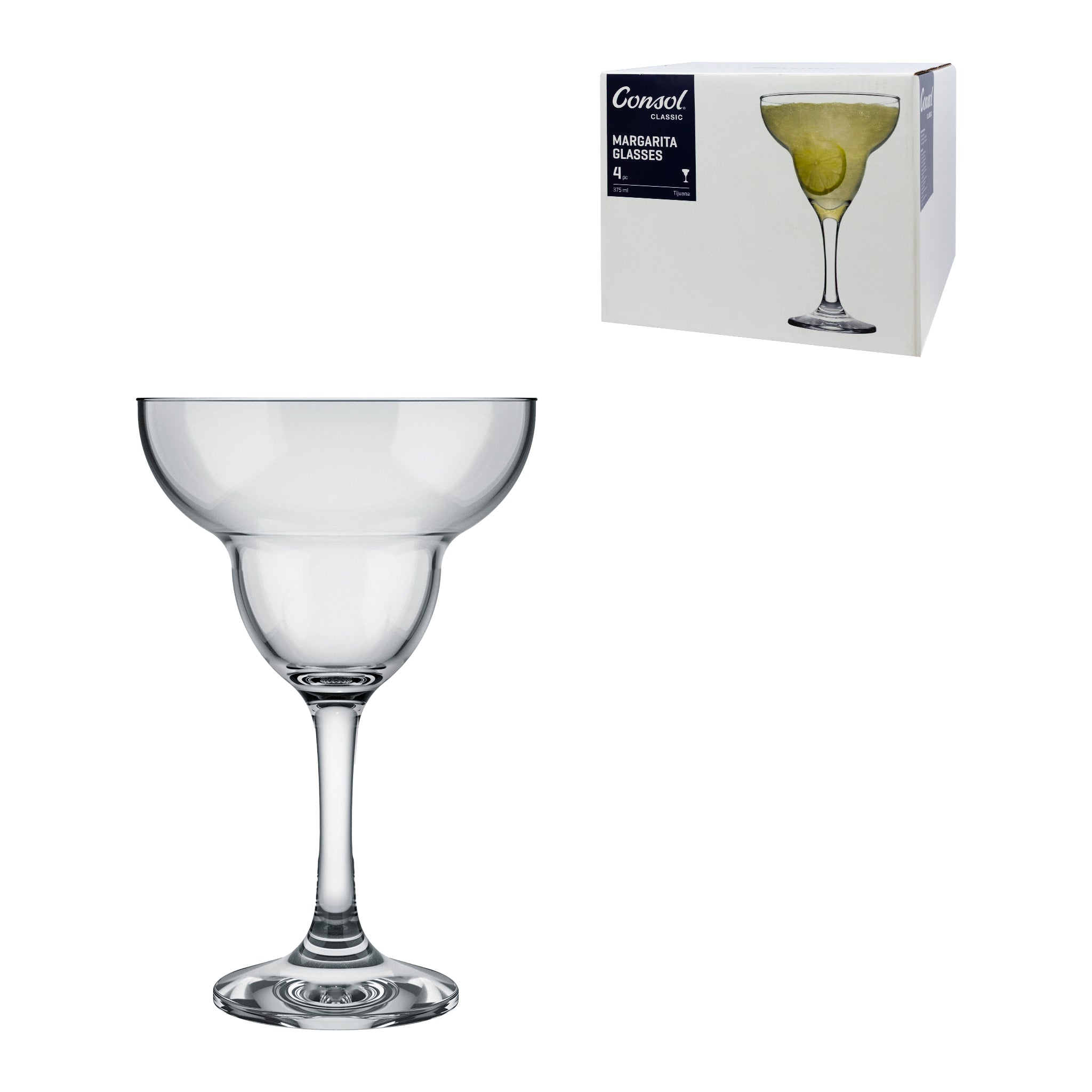 CONSOL TIJUANA MARGARITA STEM COCKTAIL GLASS 4PK, 375ML