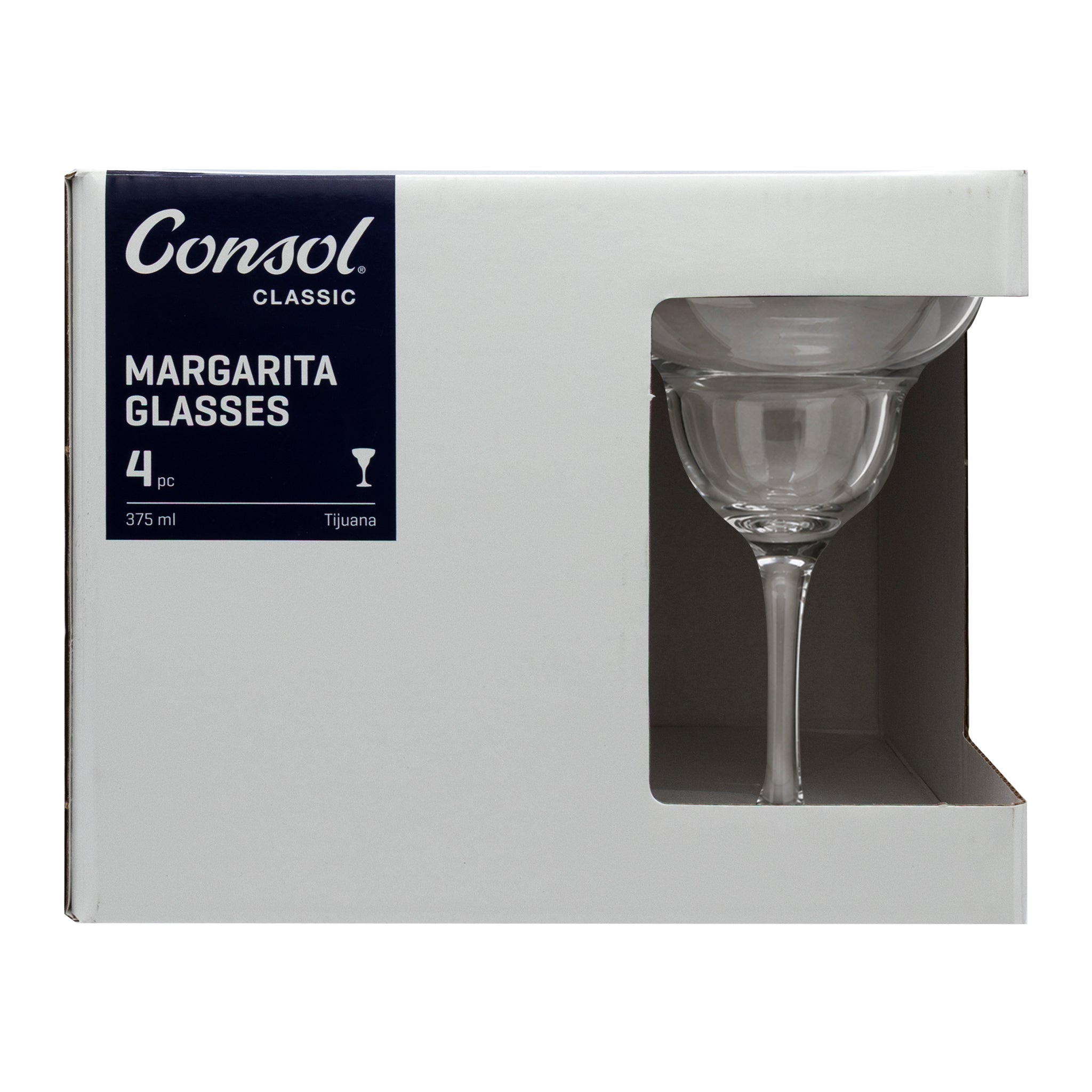 CONSOL TIJUANA MARGARITA STEM COCKTAIL GLASS 4PK, 375ML