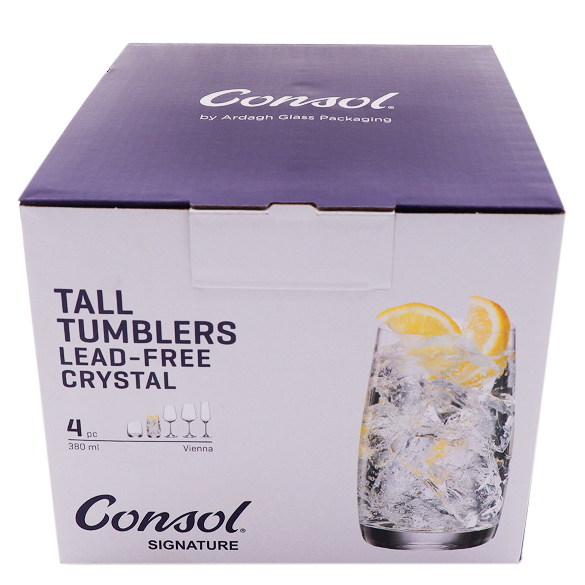 CONSOL SIGNATURE VIENNA CRYSTAL TALL TUMBLER 4PK, 380ML