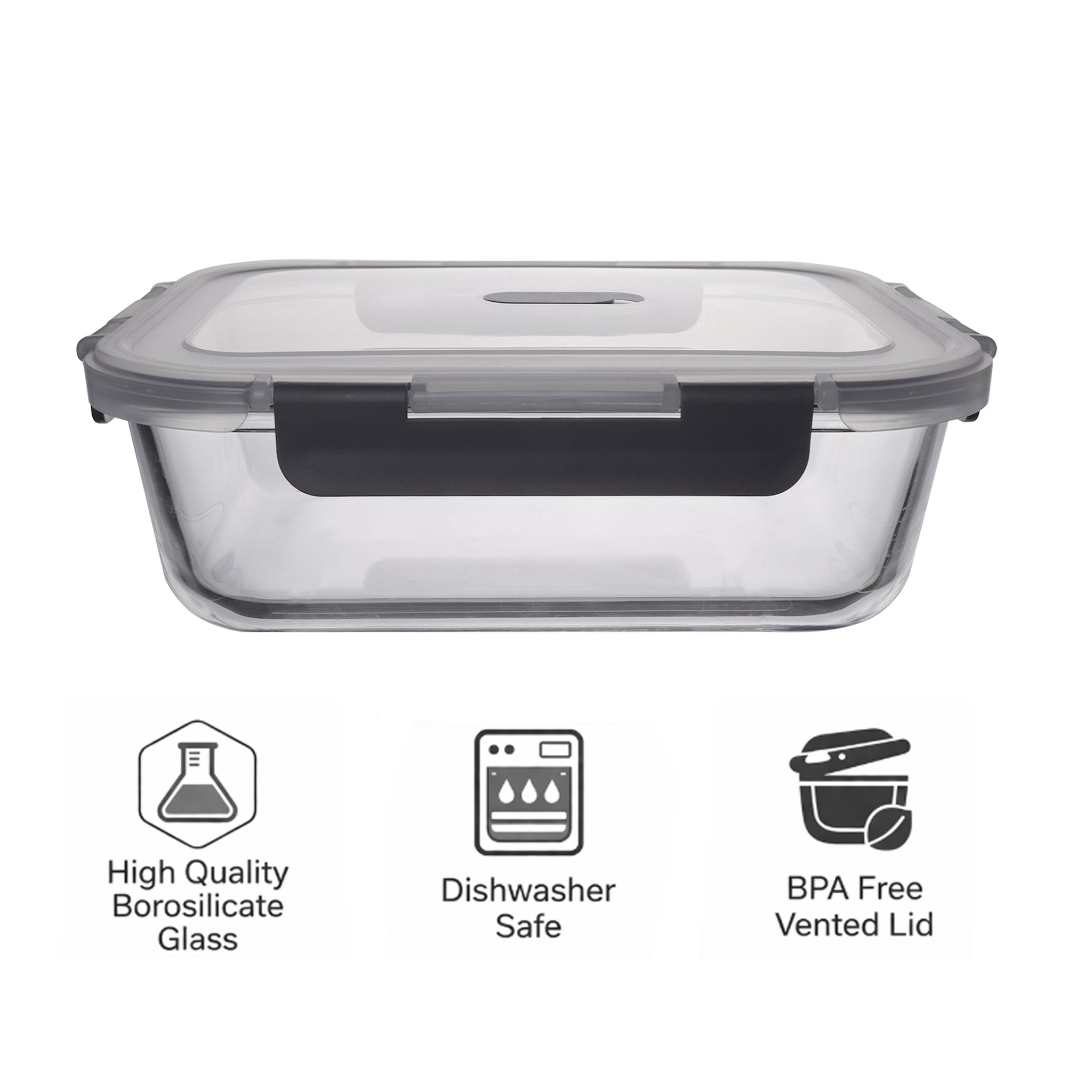 CONSOL MADRID RECT. STORAGE CONTAINER WITH VENTED CLIP ON LID, 1L