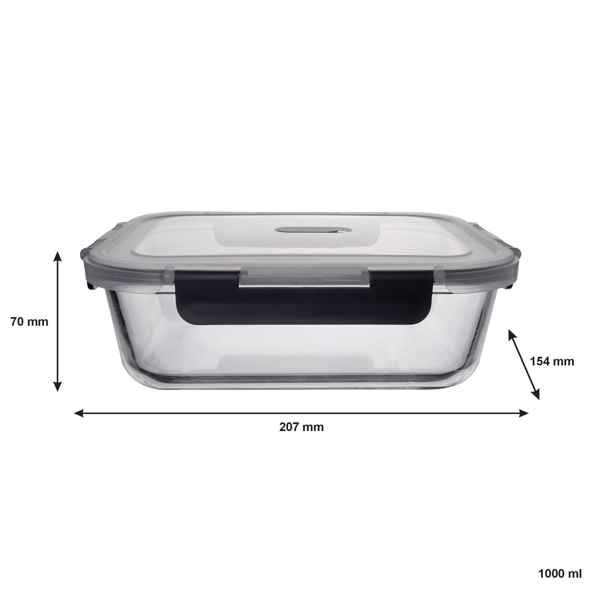 CONSOL MADRID RECT. STORAGE CONTAINER WITH VENTED CLIP ON LID, 1L